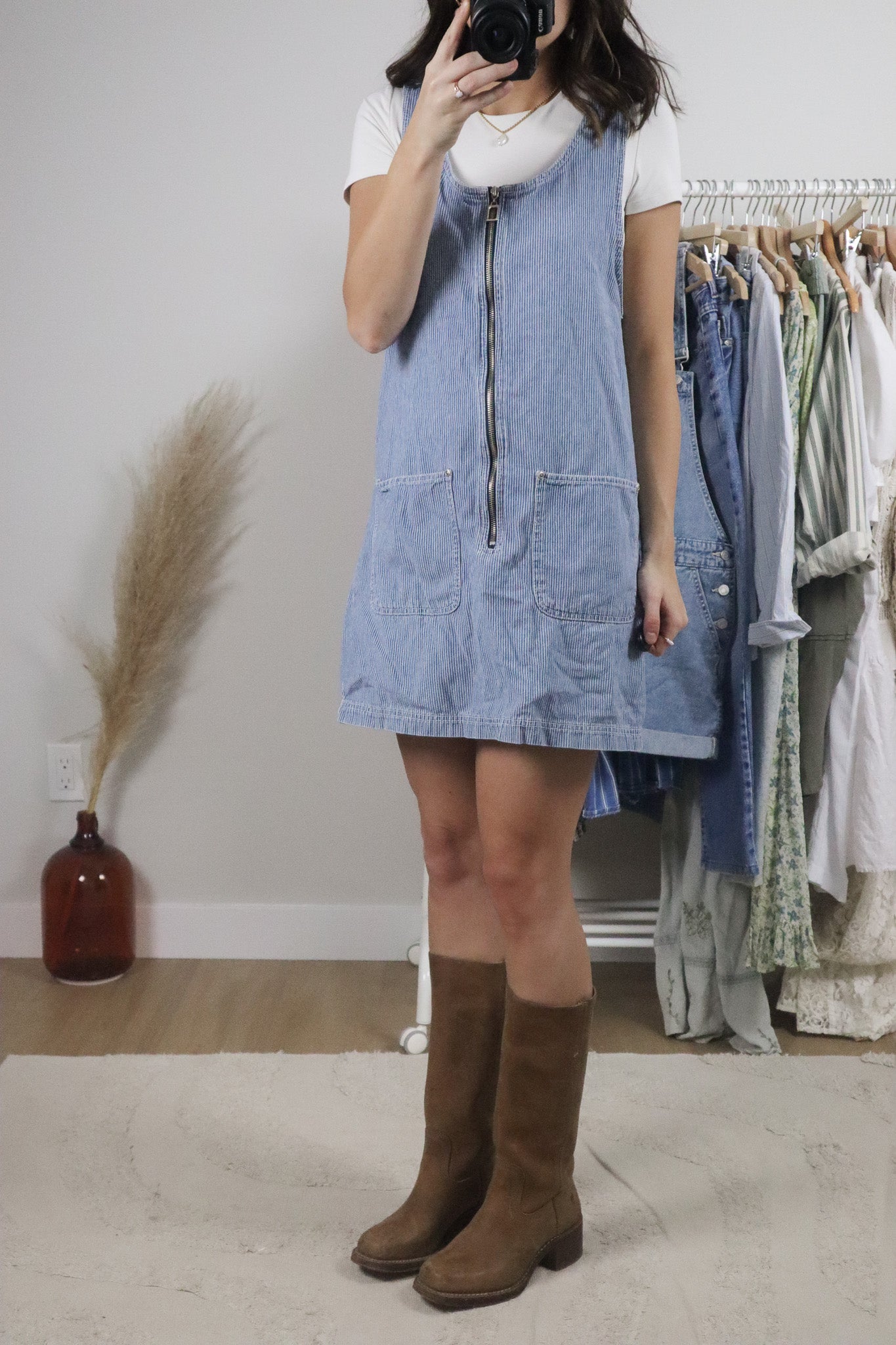 Vintage x Cotton Striped Overall Dress (M)