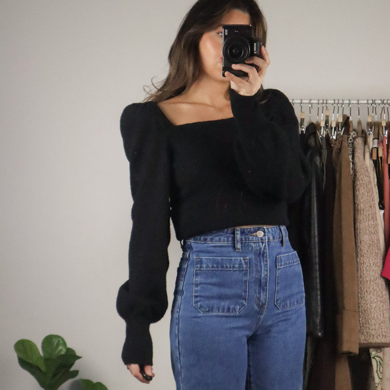 Modern x Puff-Sleeve Sweater (S)