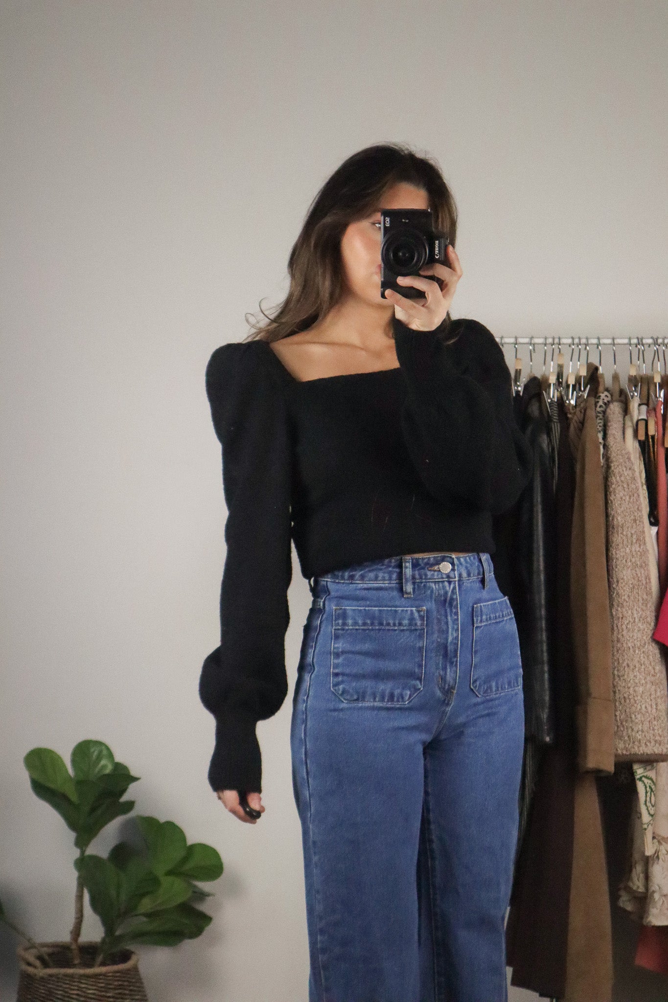 Modern x Puff-Sleeve Sweater (S)