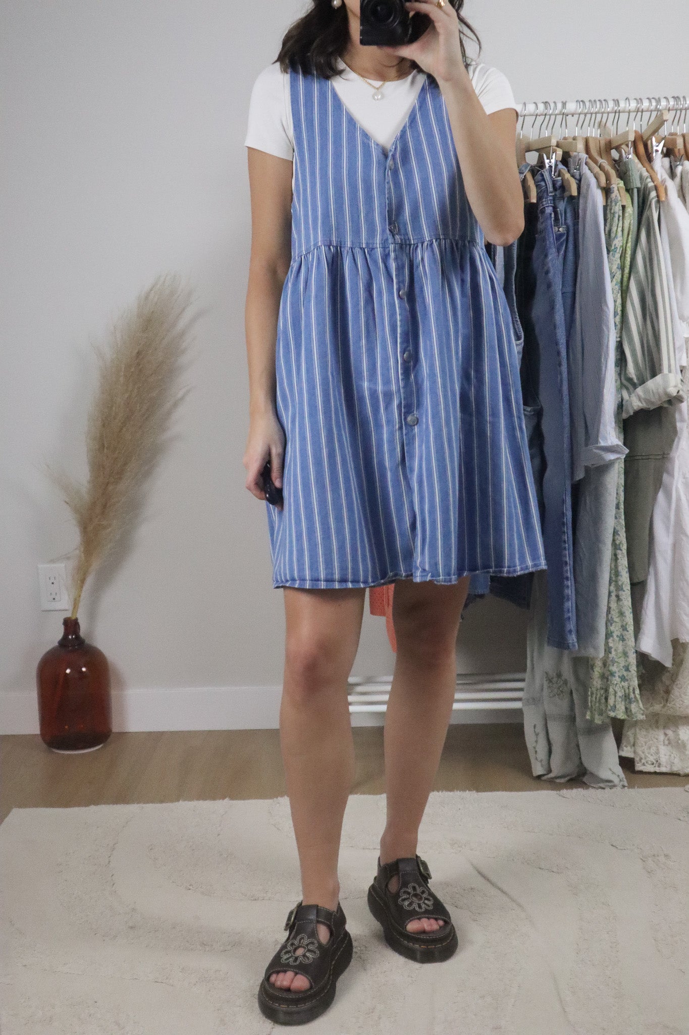 Made in Canada x Vintage x Striped Denim Dress (M)