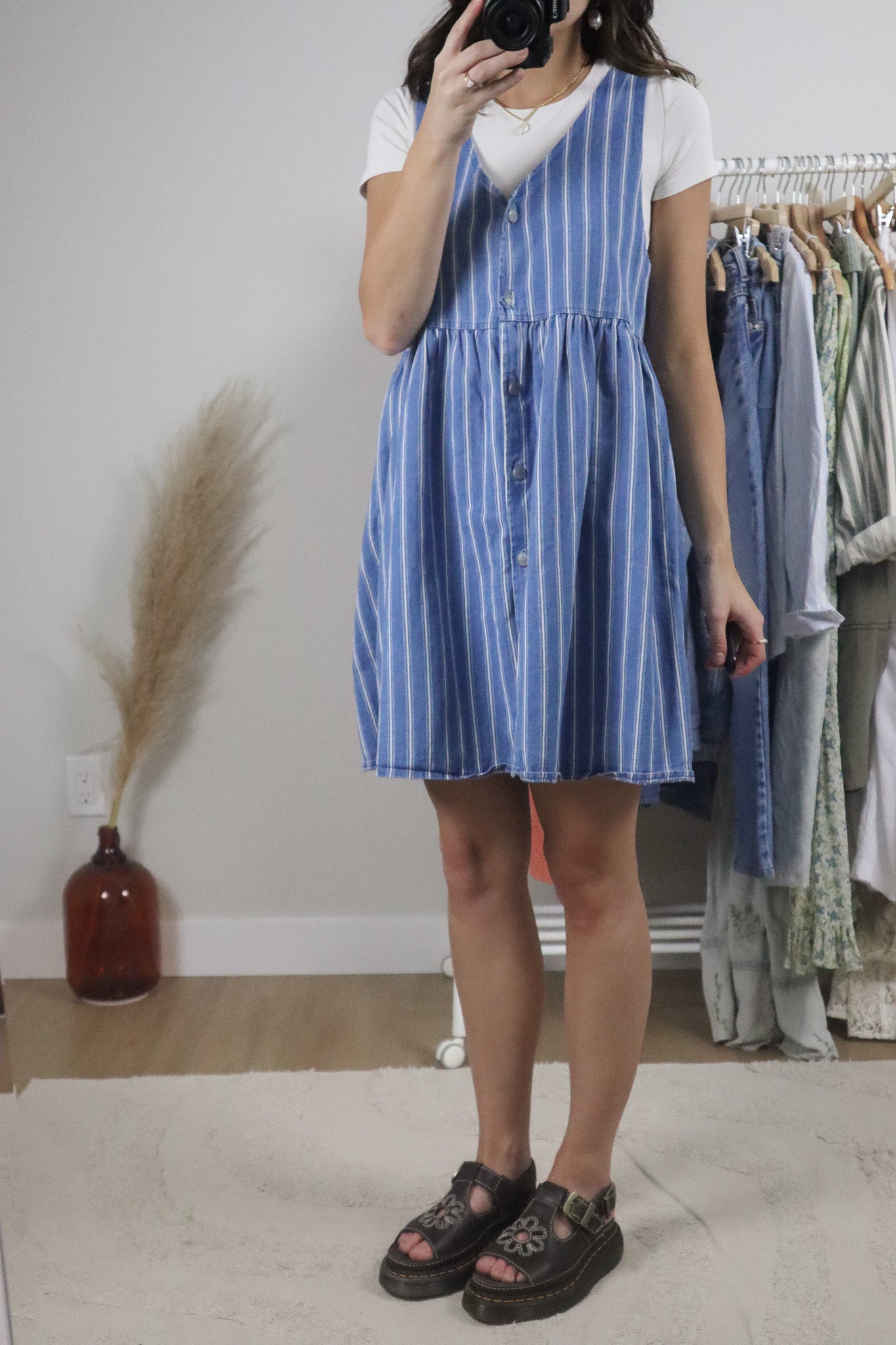 Made in Canada x Vintage x Striped Denim Dress (M)