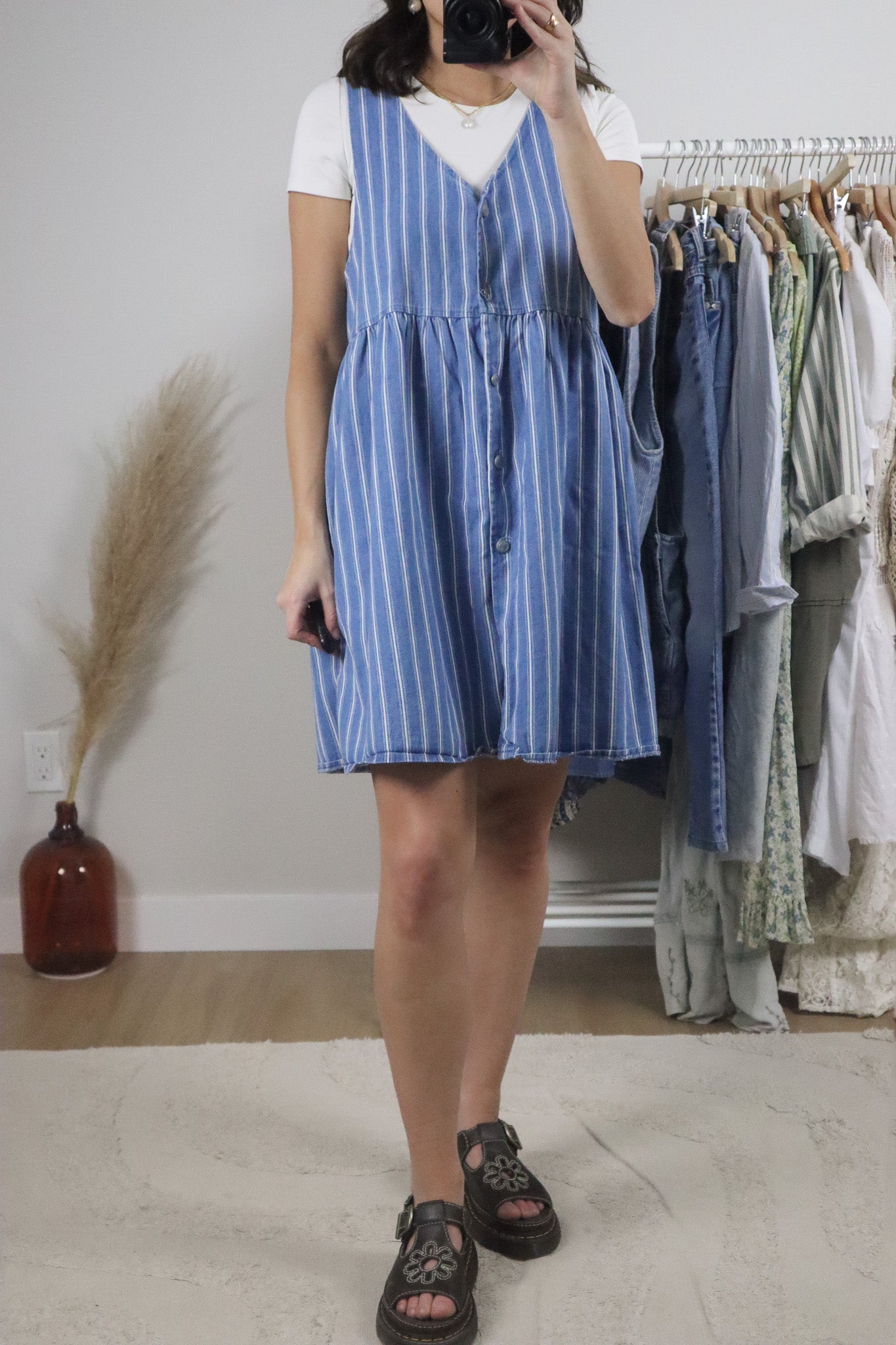 Made in Canada x Vintage x Striped Denim Dress (M)