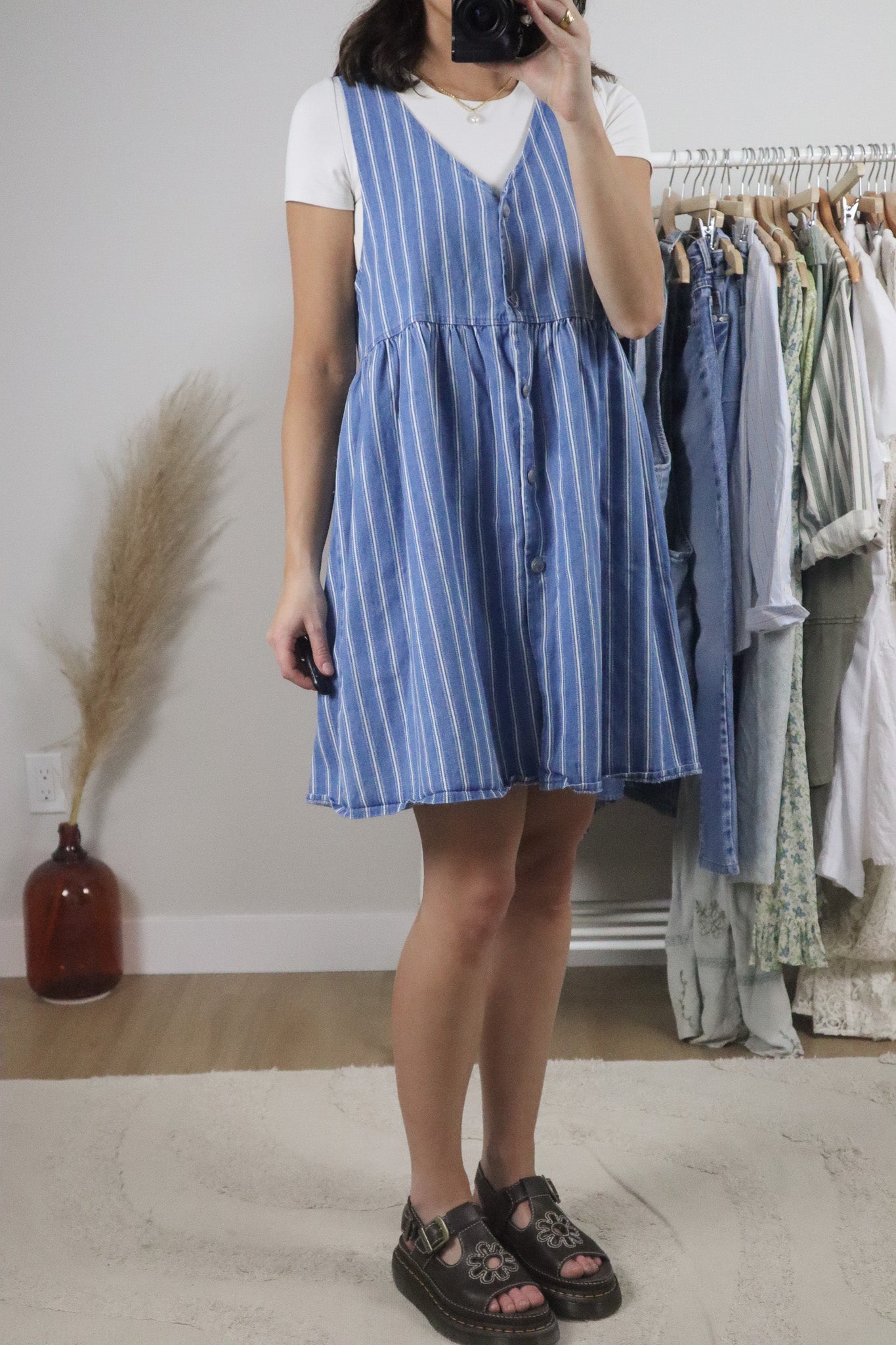 Made in Canada x Vintage x Striped Denim Dress (M)