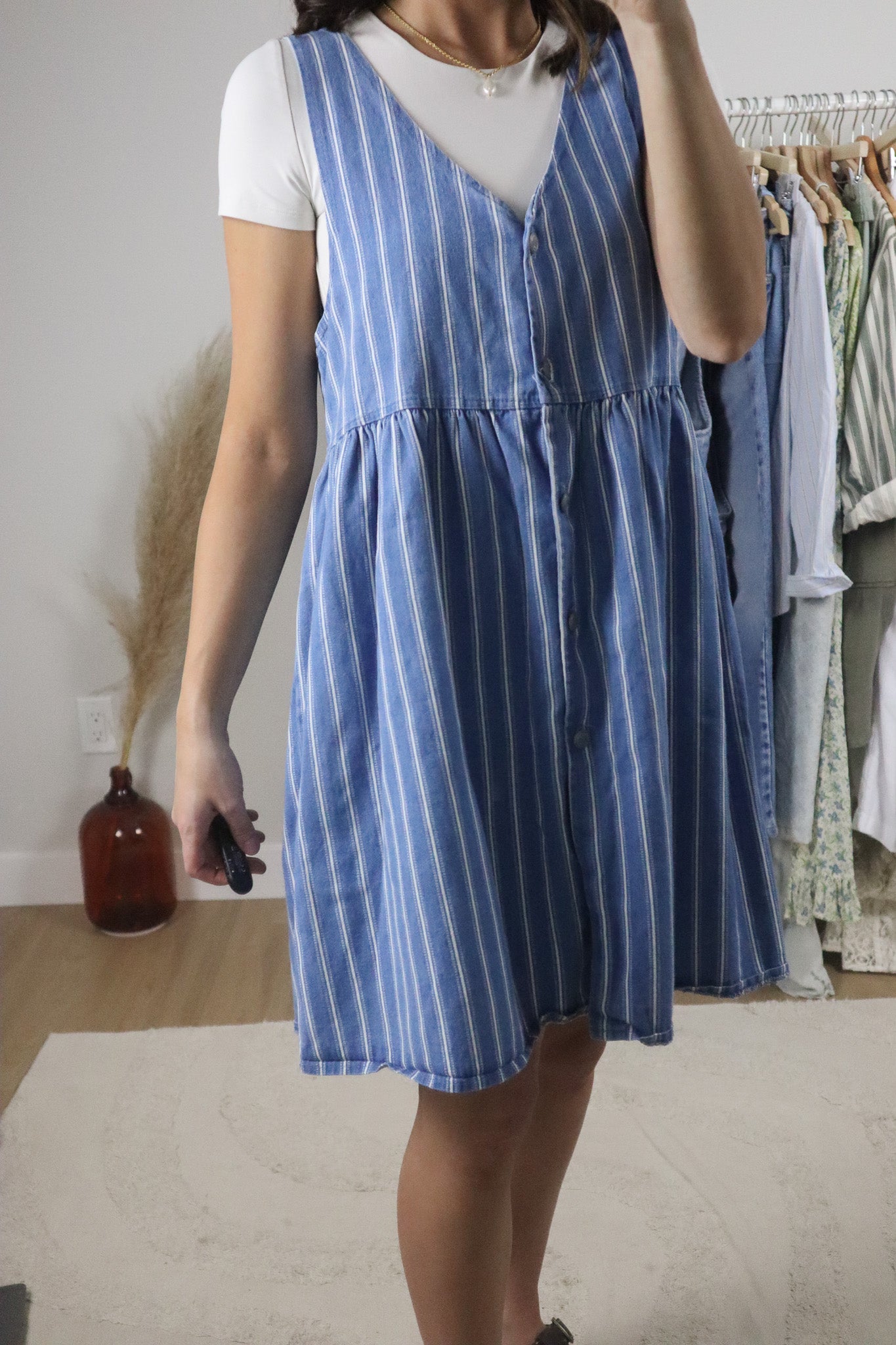 Made in Canada x Vintage x Striped Denim Dress (M)