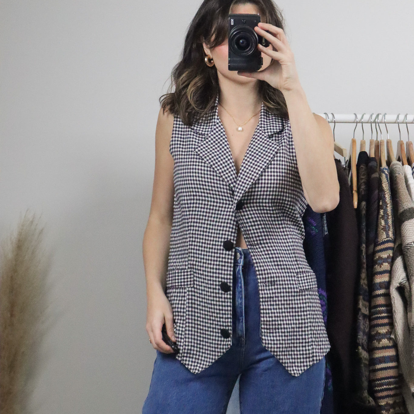Made in USA x Vintage x Gingham Vest (S)