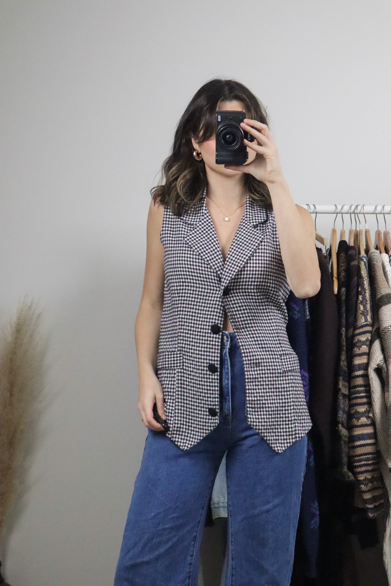 Made in USA x Vintage x Gingham Vest (S)