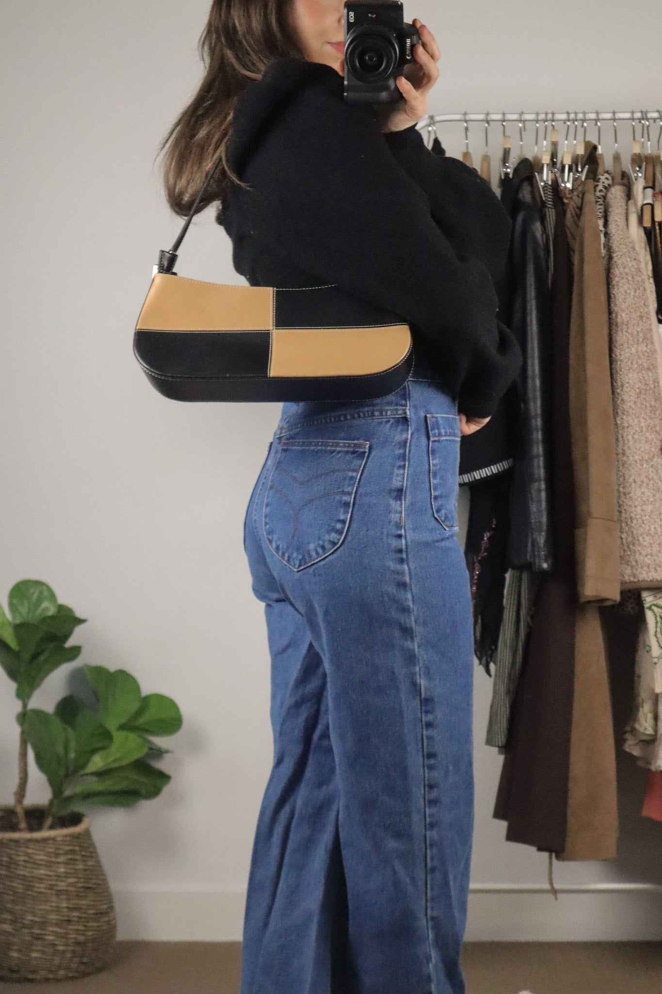 Vintage x Checkered Faux Leather Purse