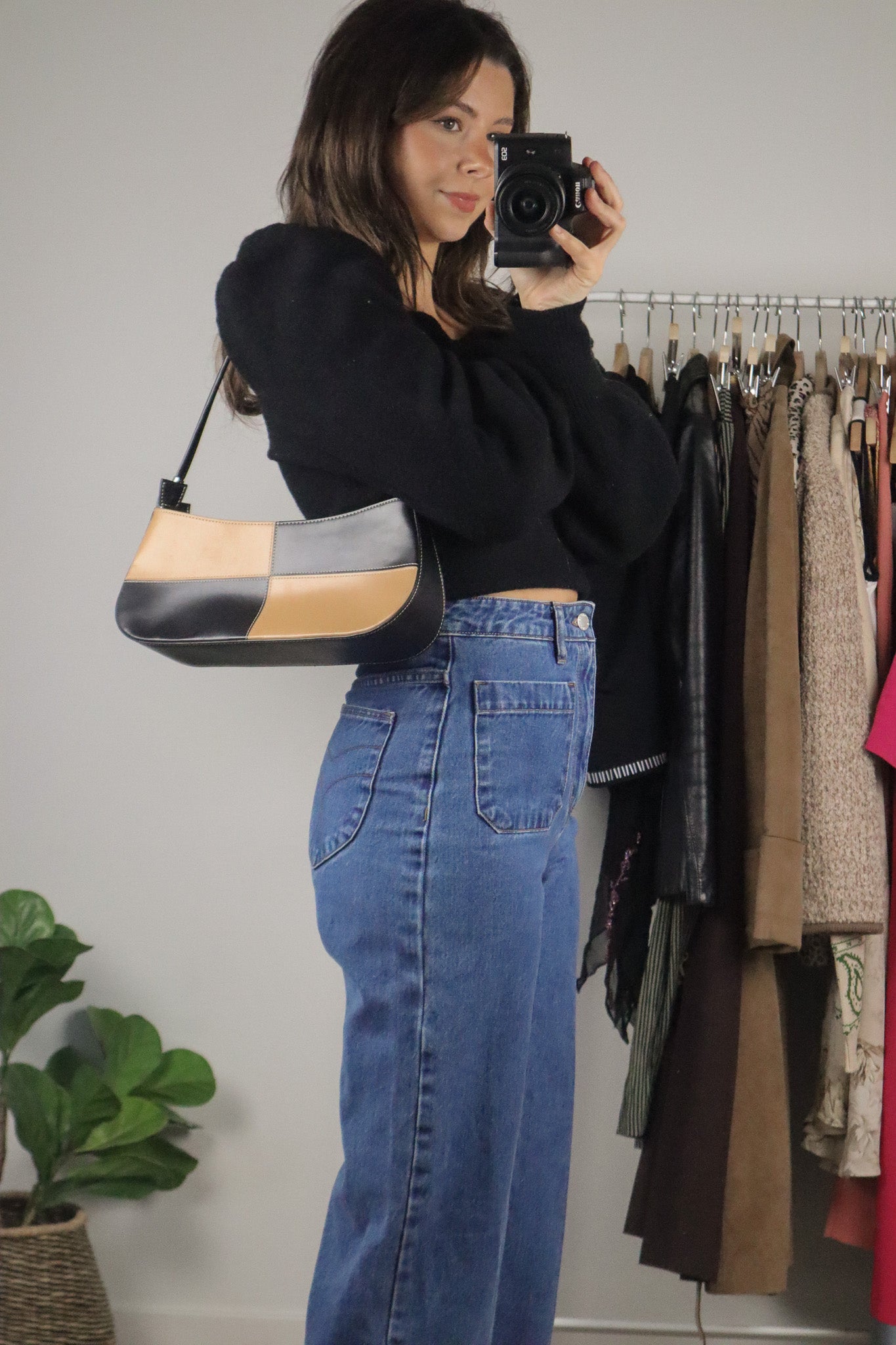 Vintage x Checkered Faux Leather Purse