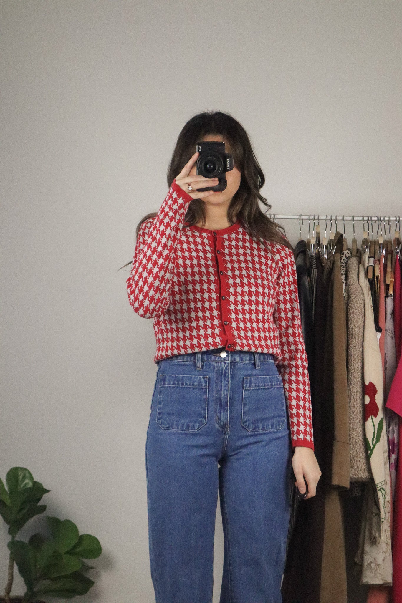 Vintage x Houndstooth Cardigan (S/M)