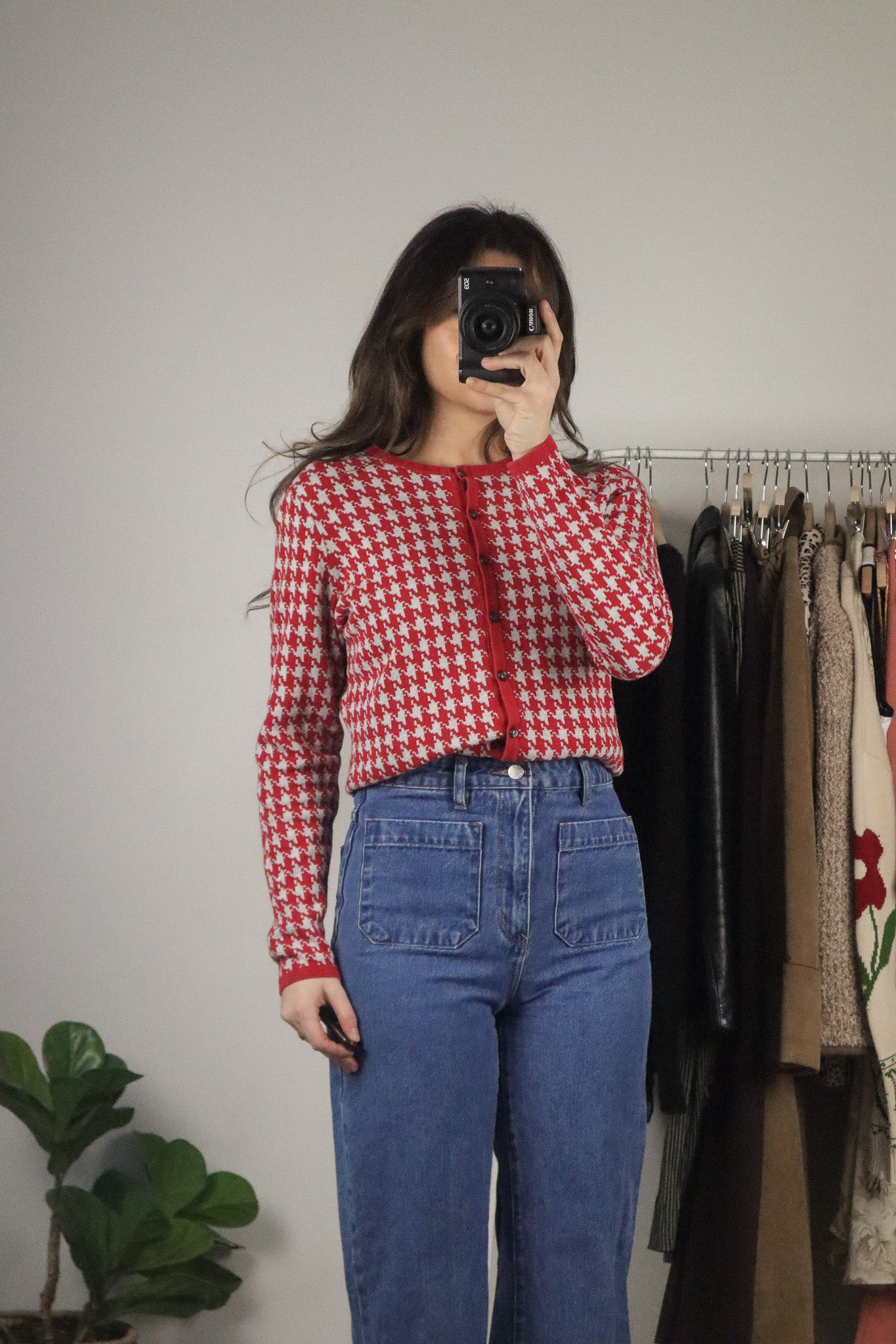 Vintage x Houndstooth Cardigan (S/M)
