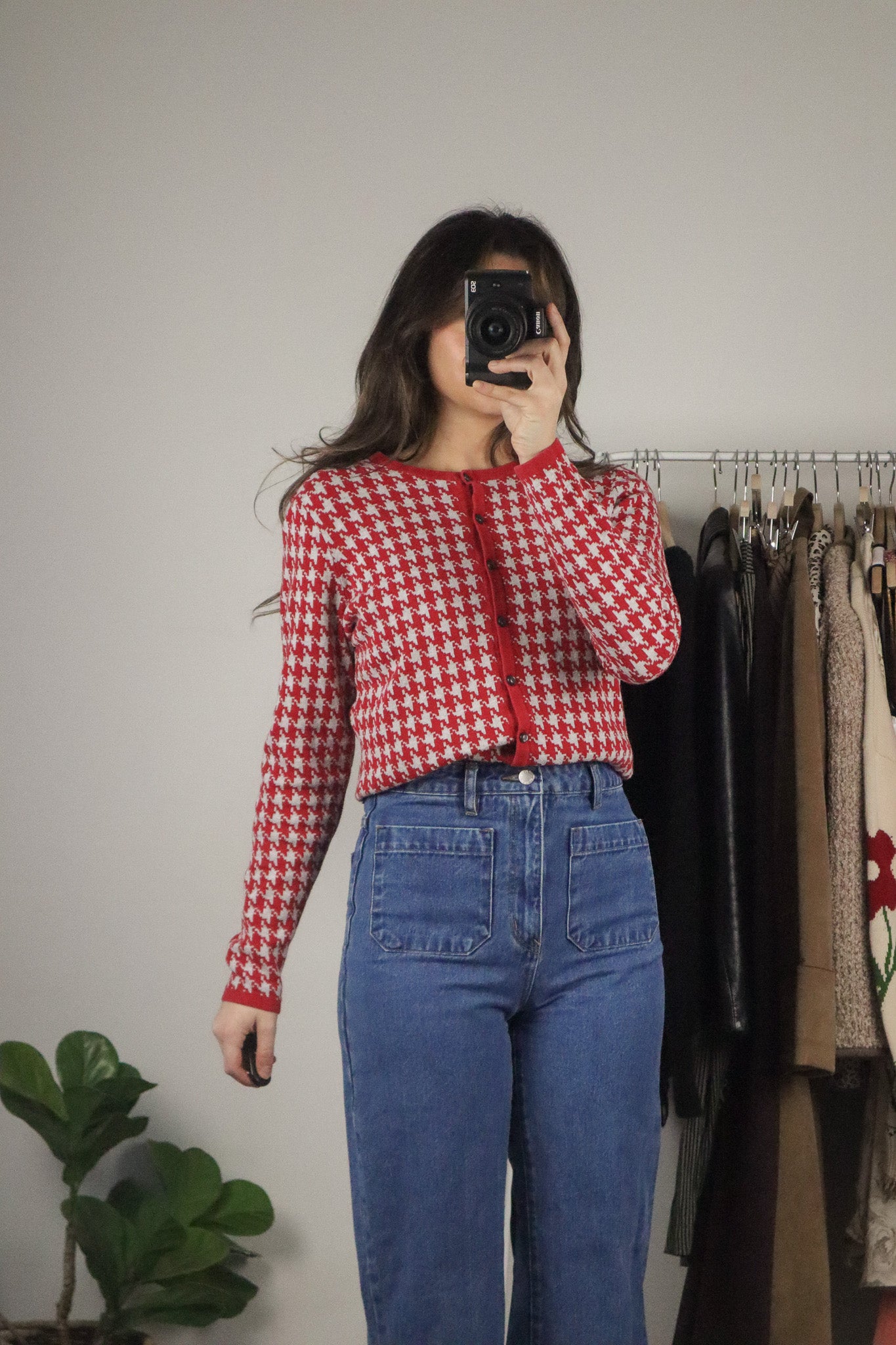 Vintage x Houndstooth Cardigan (S/M)