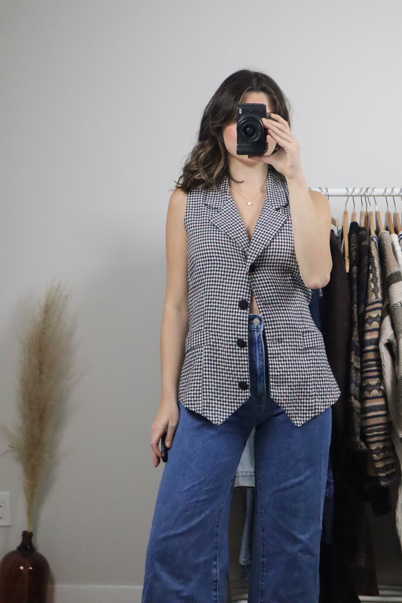 Made in USA x Vintage x Gingham Vest (S)