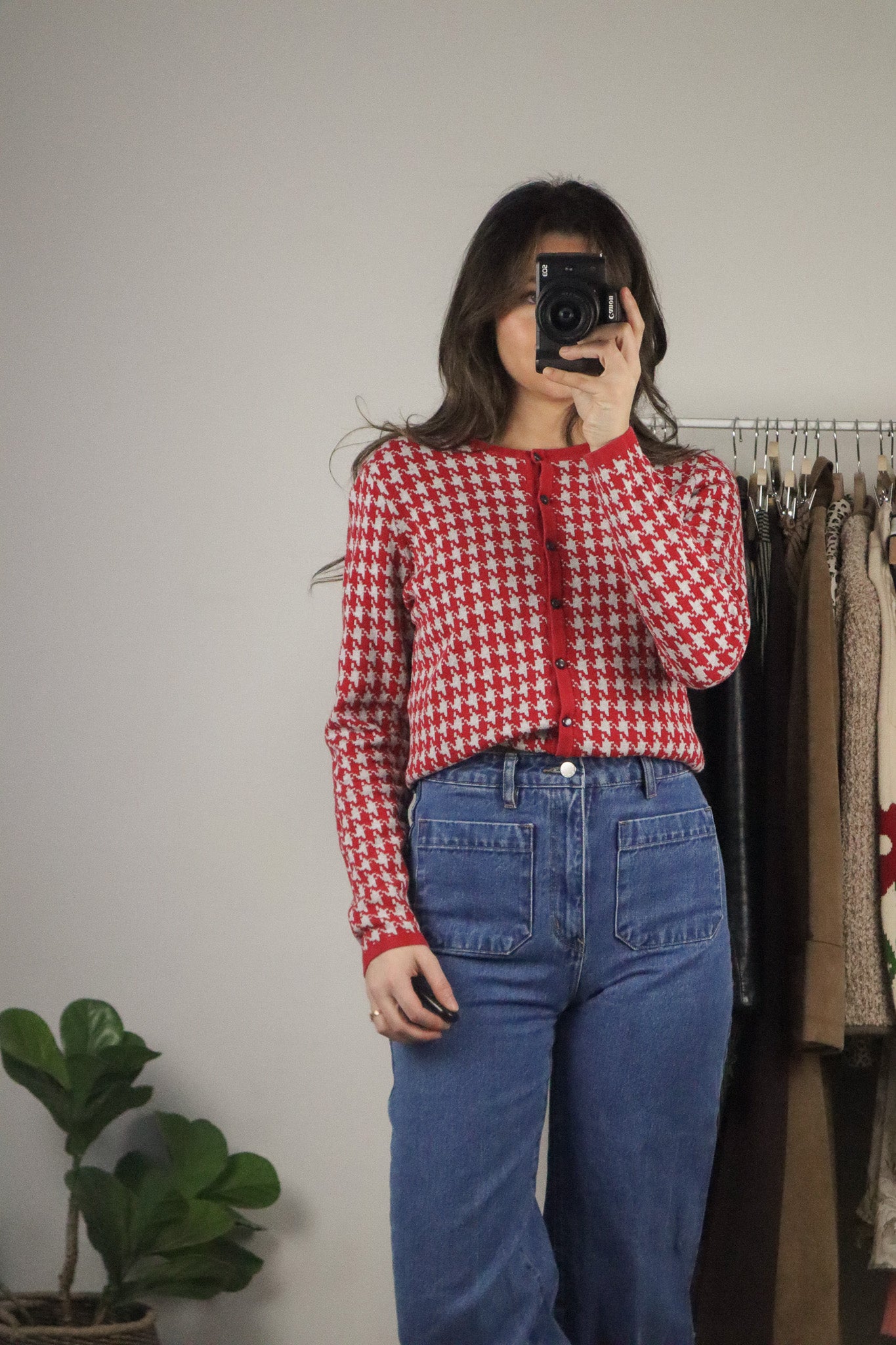 Vintage x Houndstooth Cardigan (S/M)
