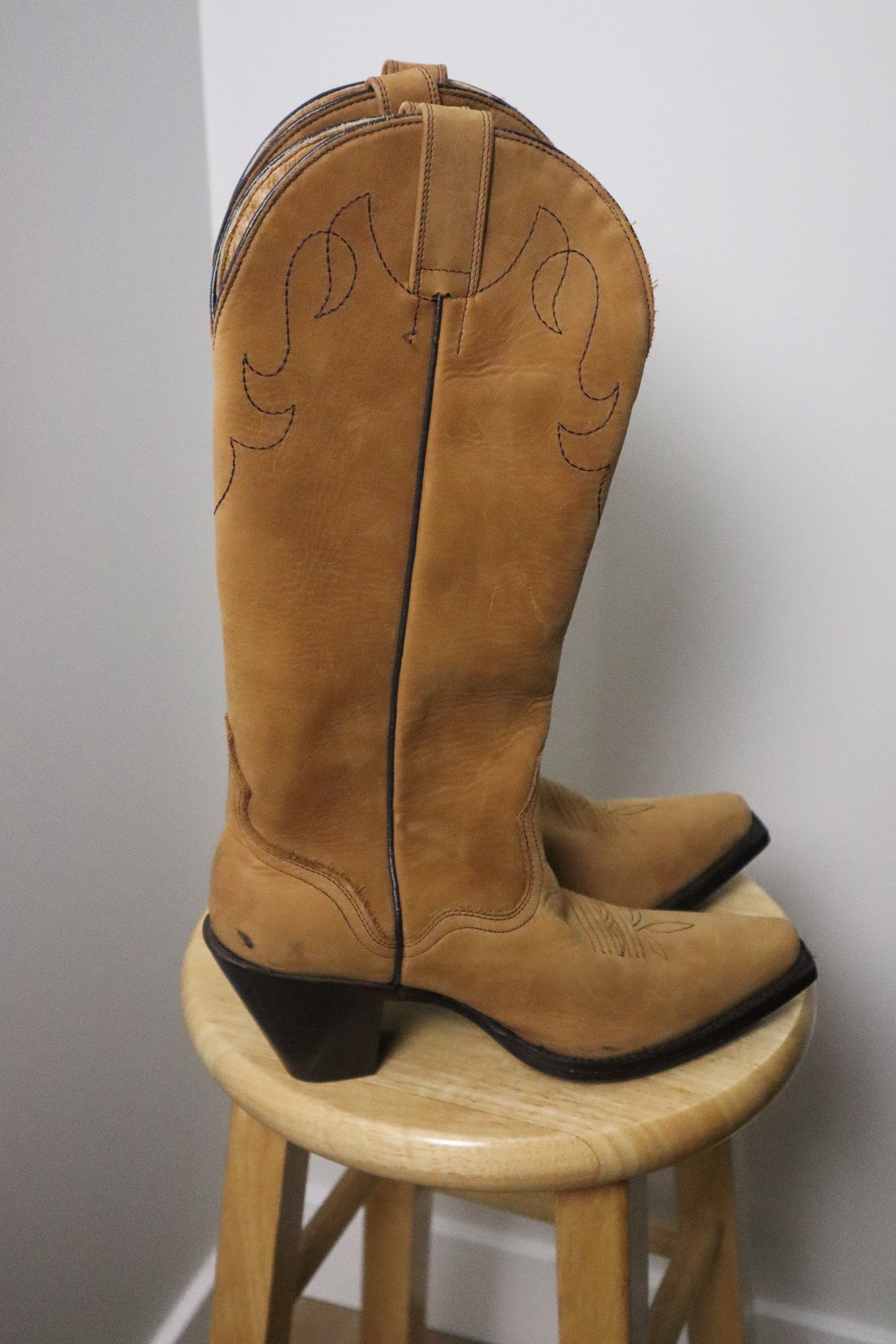Vintage x Suede Knee High Cowboy Boots (7)