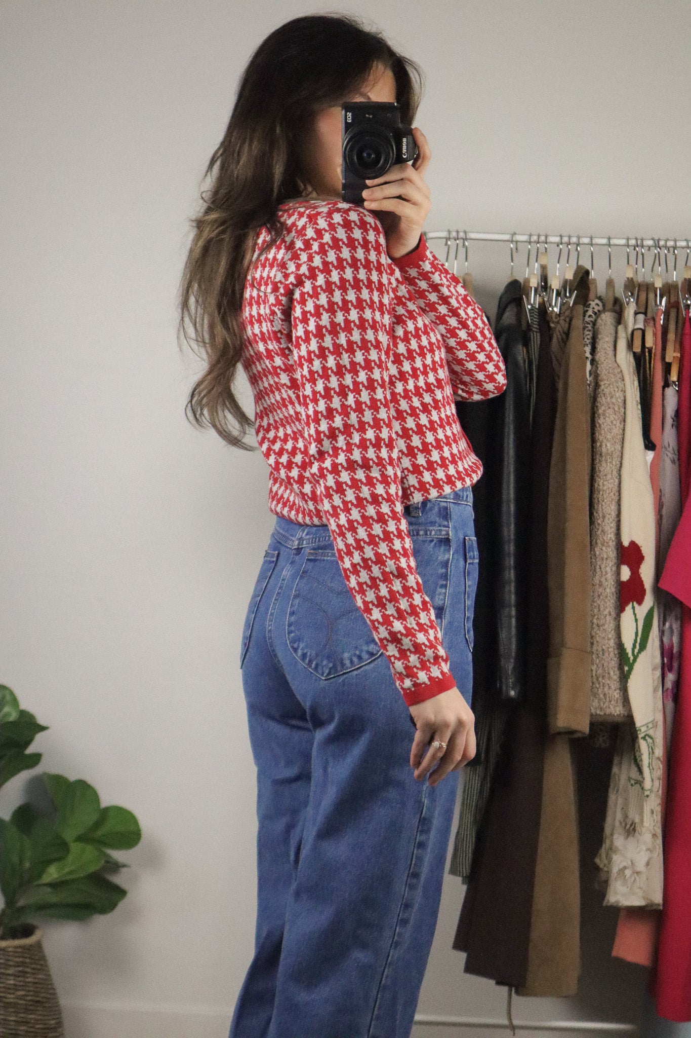 Vintage x Houndstooth Cardigan (S/M)