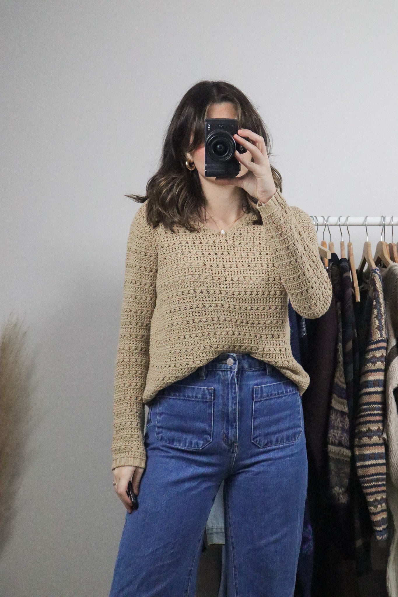 Vintage x Linen & Cotton Crochet Long-Sleeve (S)