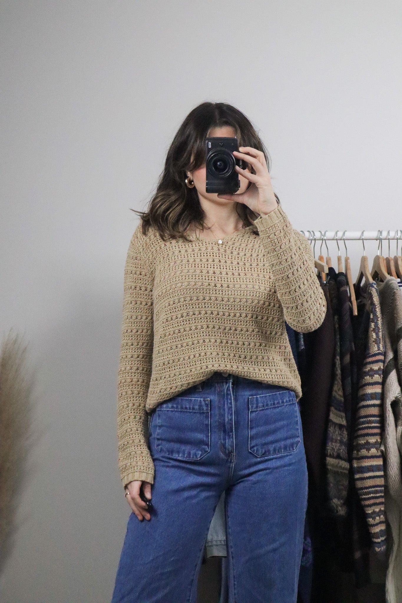 Vintage x Linen & Cotton Crochet Long-Sleeve (S)