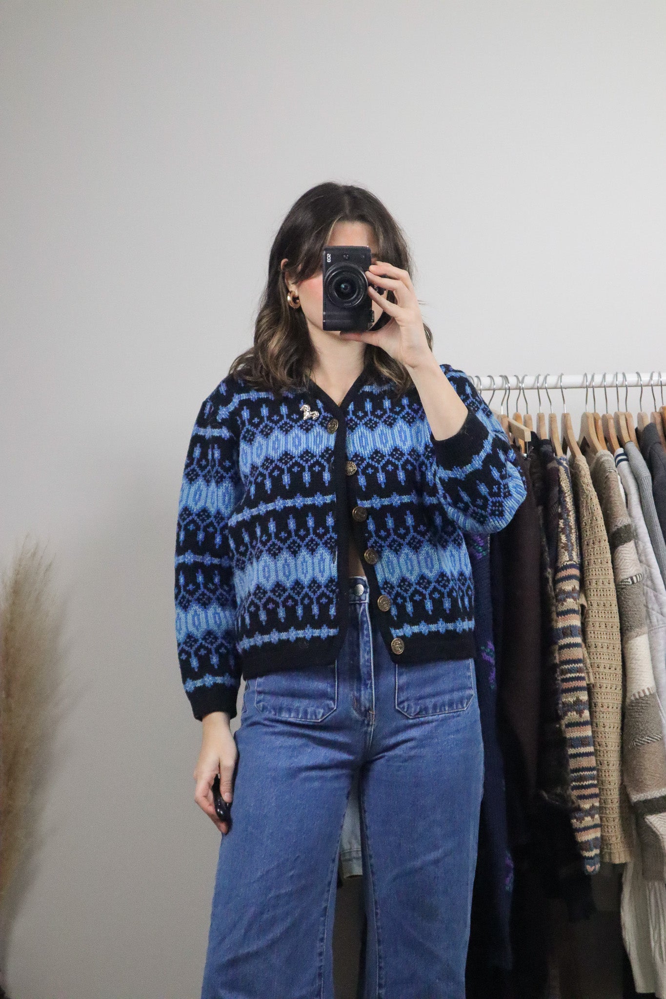 Made in Canada x Vintage x Wool Patterned Cardigan (XS)