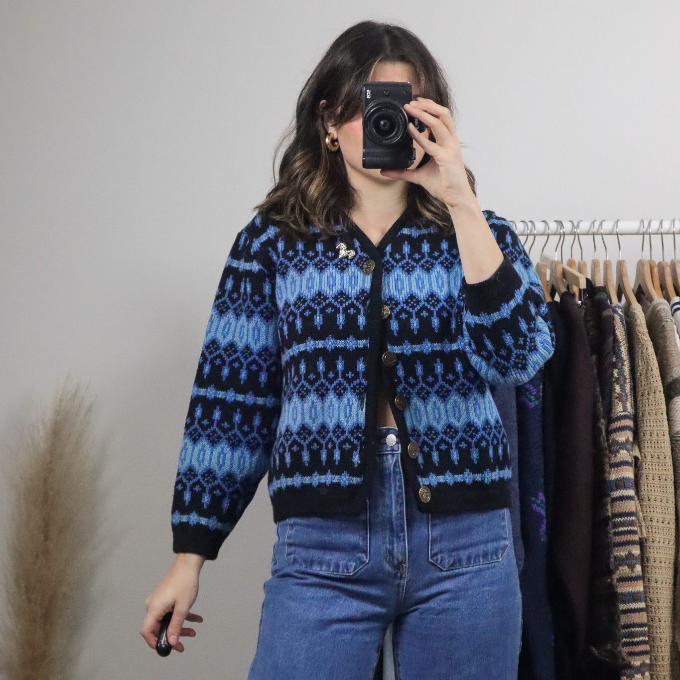 Made in Canada x Vintage x Wool Patterned Cardigan (XS)