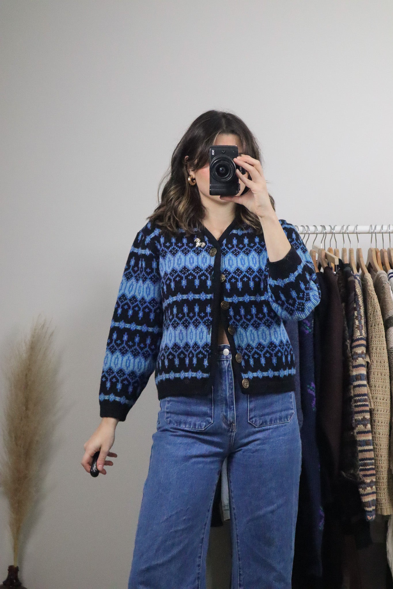 Made in Canada x Vintage x Wool Patterned Cardigan (XS)