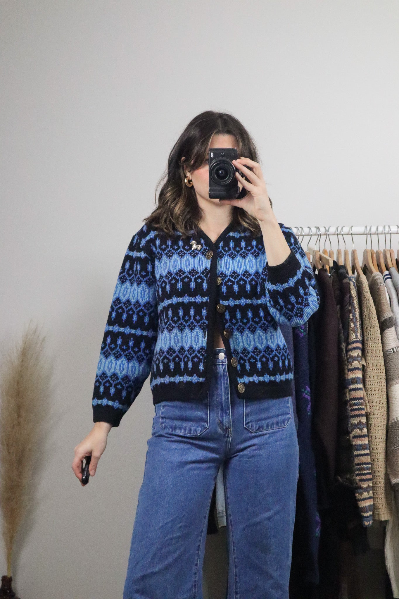 Made in Canada x Vintage x Wool Patterned Cardigan (XS)