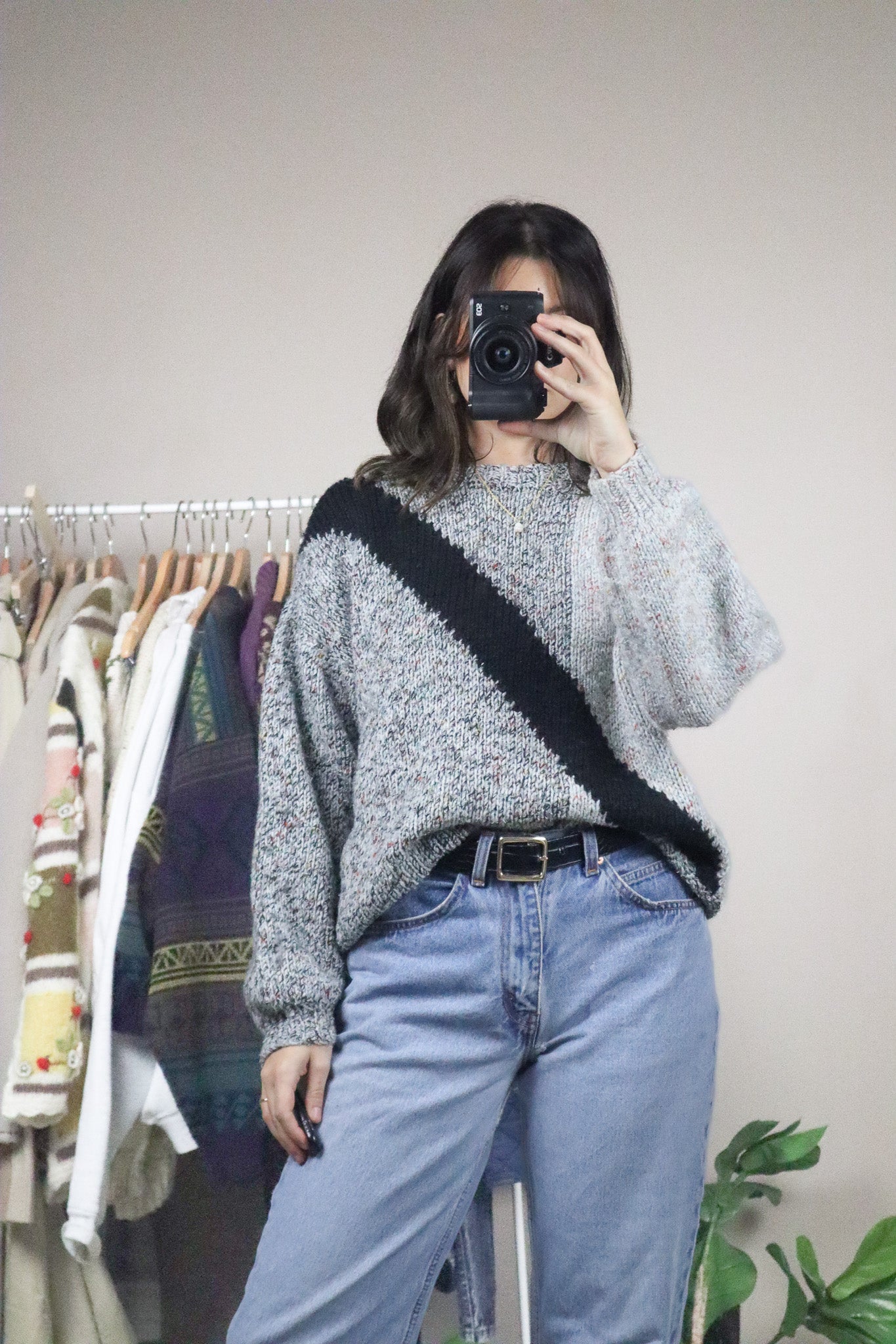 Vintage x Handknit Pattered Sweater (M)