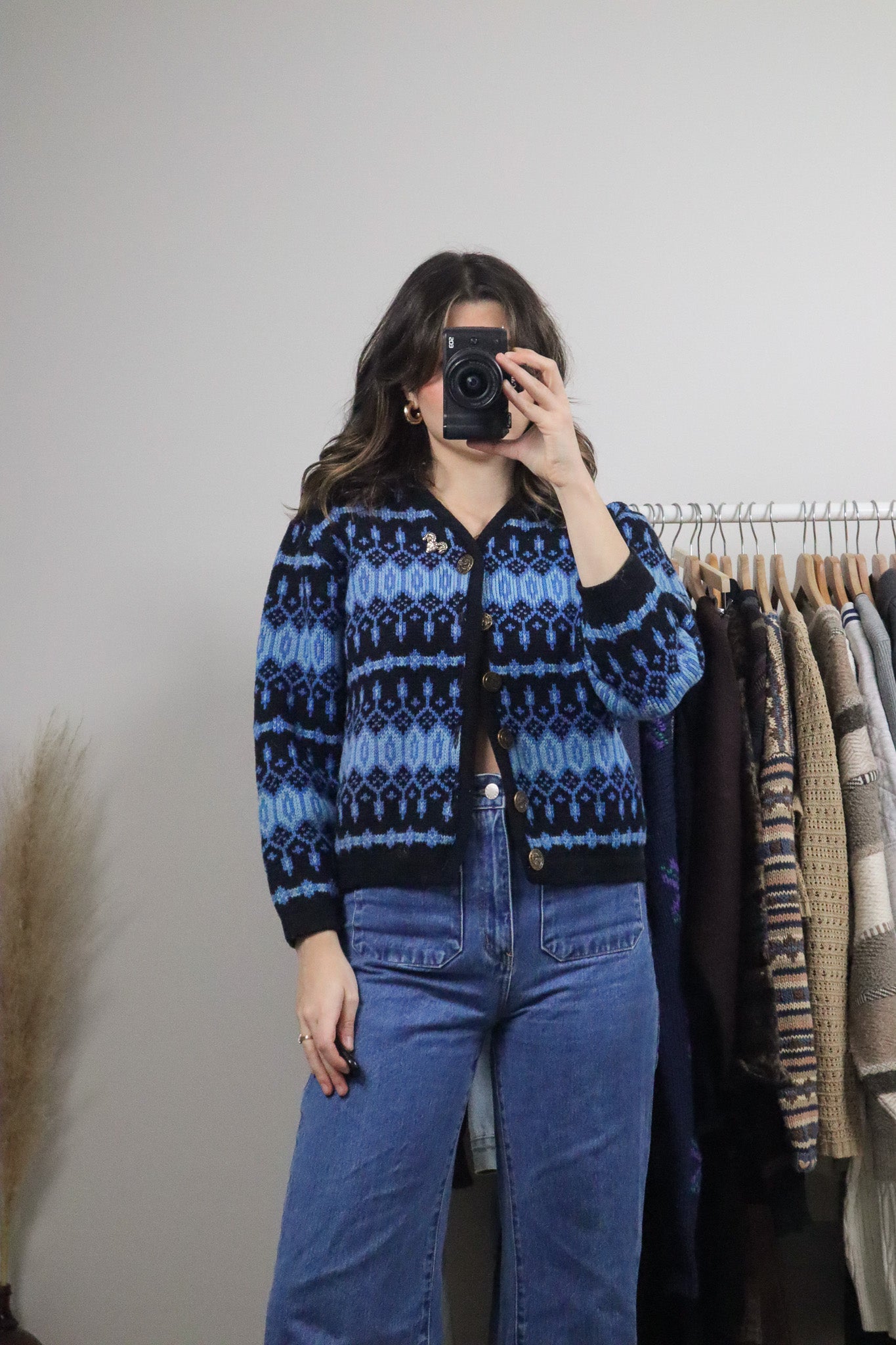 Made in Canada x Vintage x Wool Patterned Cardigan (XS)