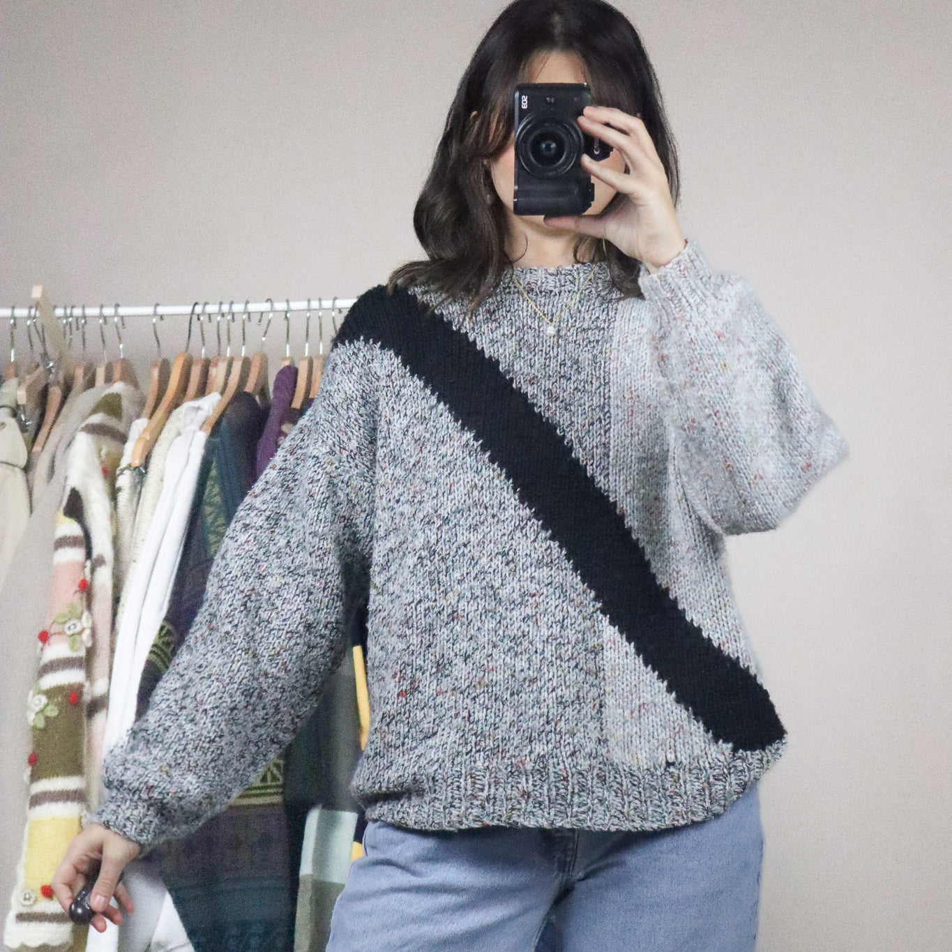 Vintage x Handknit Pattered Sweater (M)