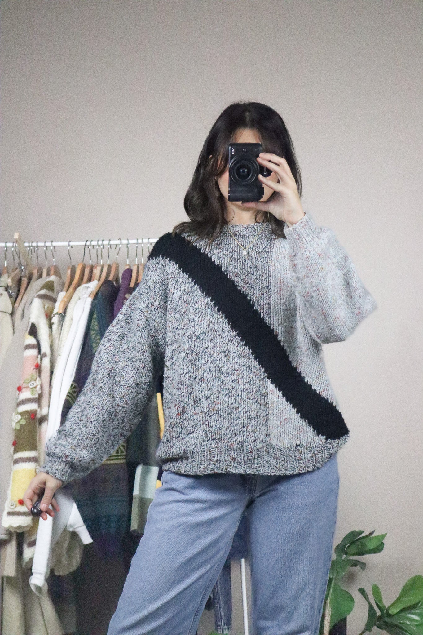 Vintage x Handknit Pattered Sweater (M)