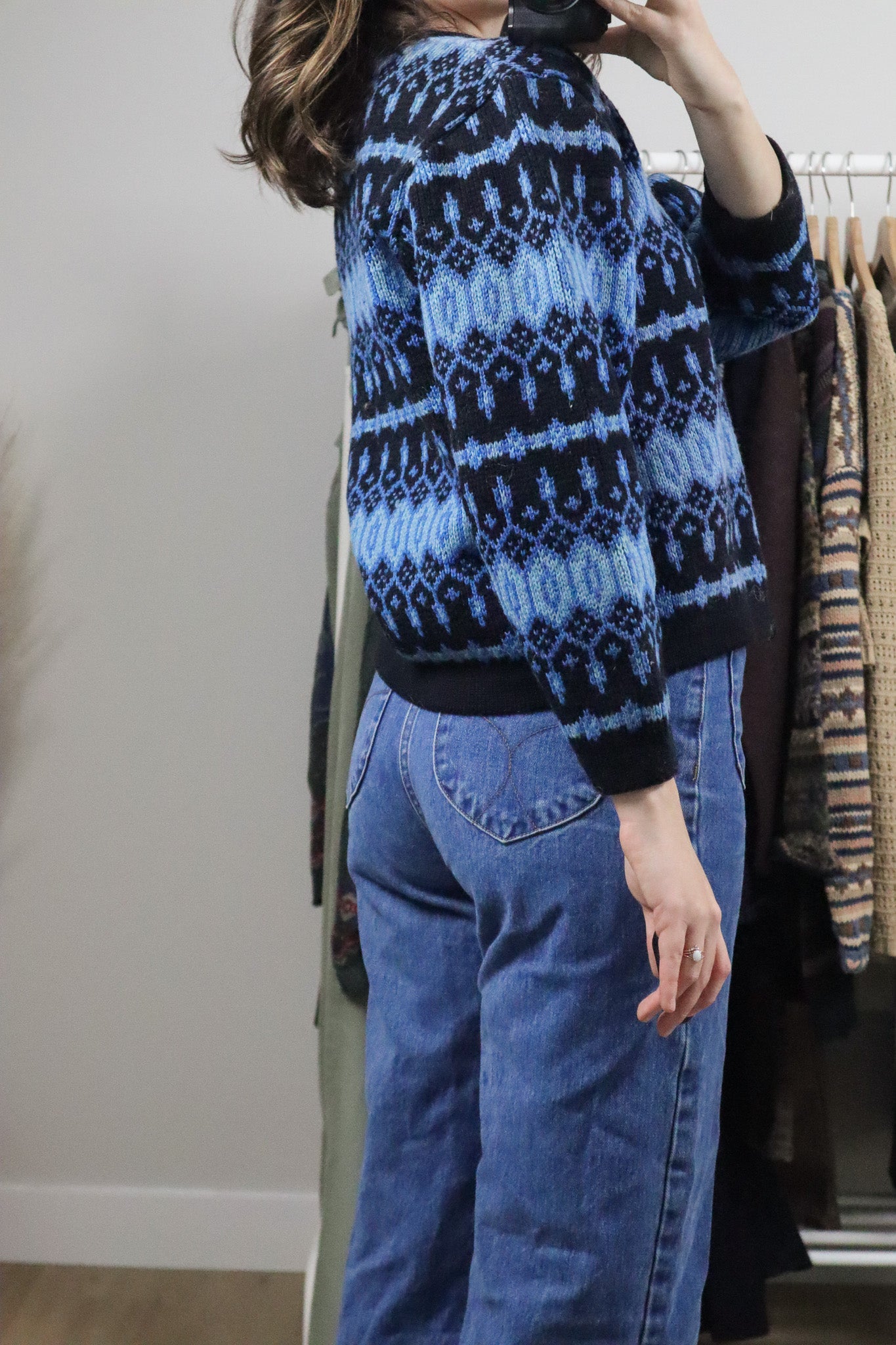 Made in Canada x Vintage x Wool Patterned Cardigan (XS)