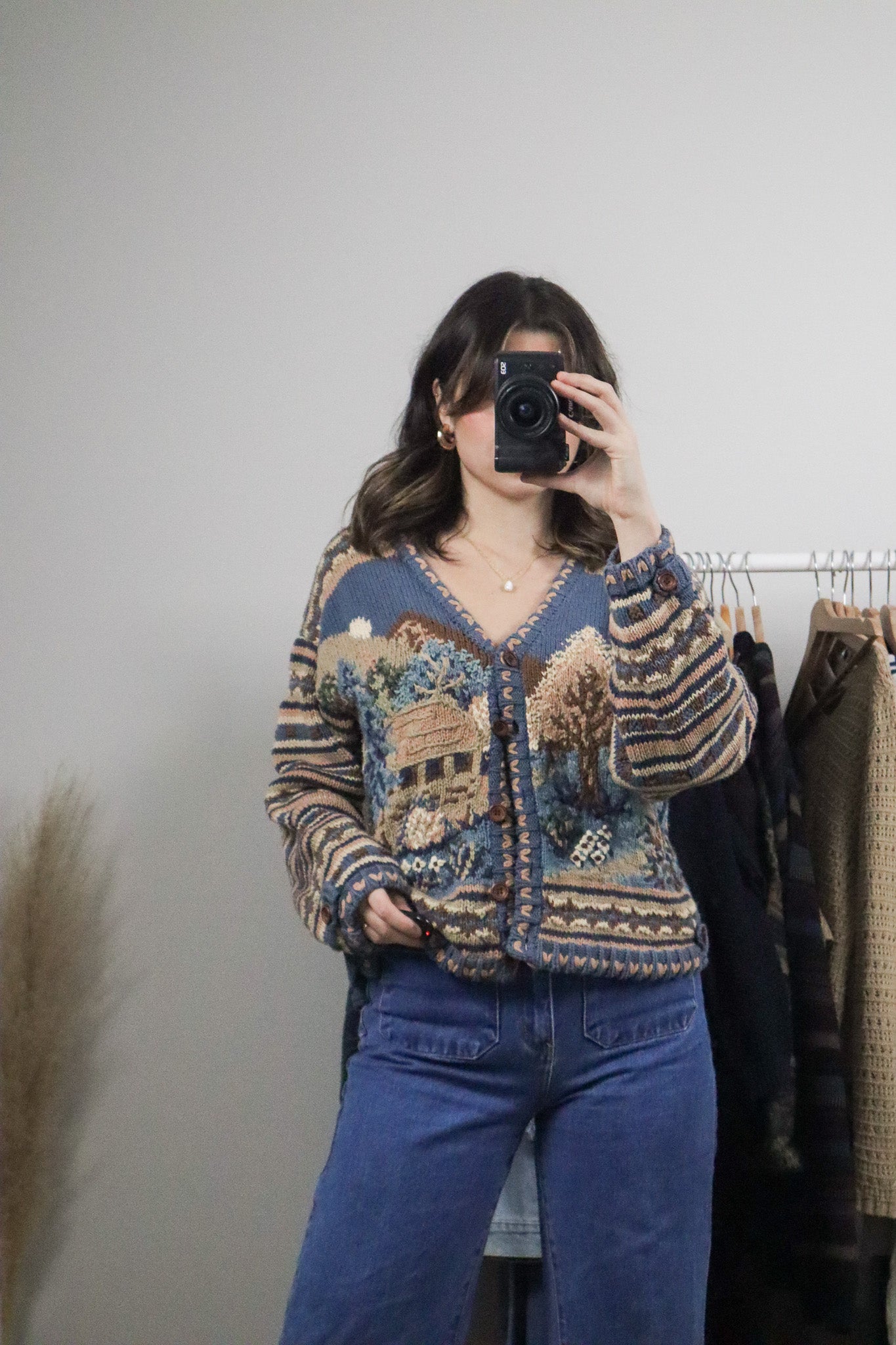 Vintage x Embroidered Handknit Chunky Cardigan (M)