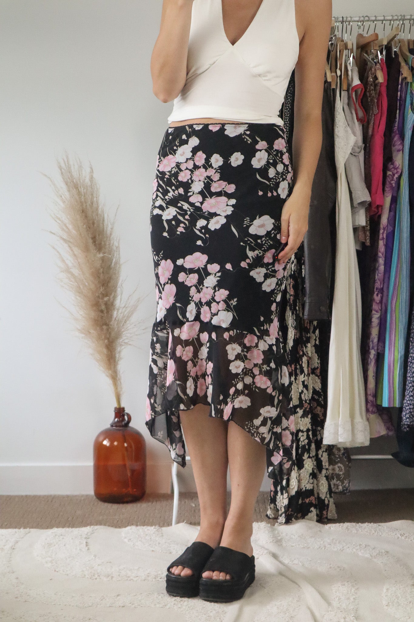 Vintage x Floral Midi Skirt (S)