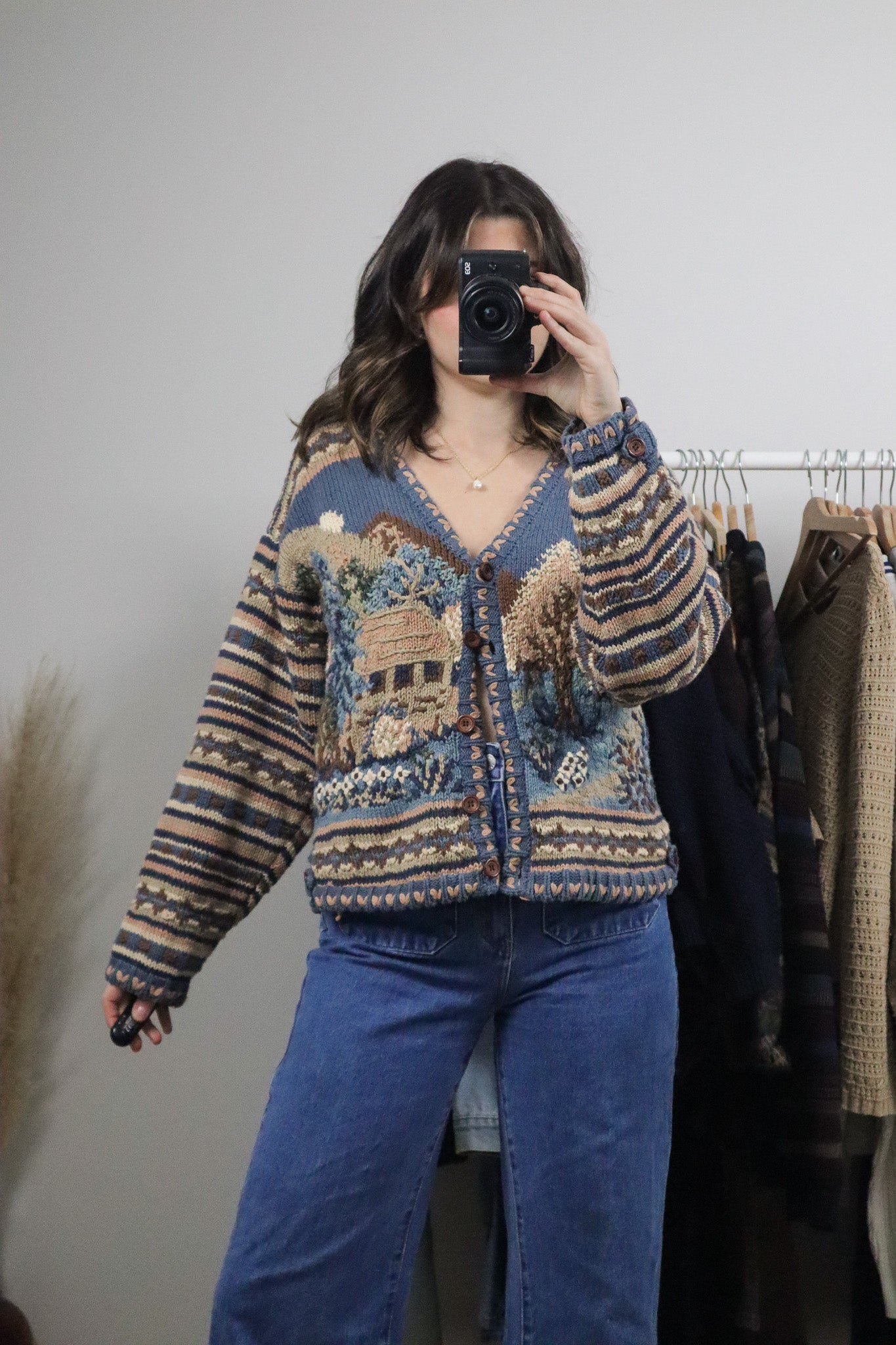 Vintage x Embroidered Handknit Chunky Cardigan (M)