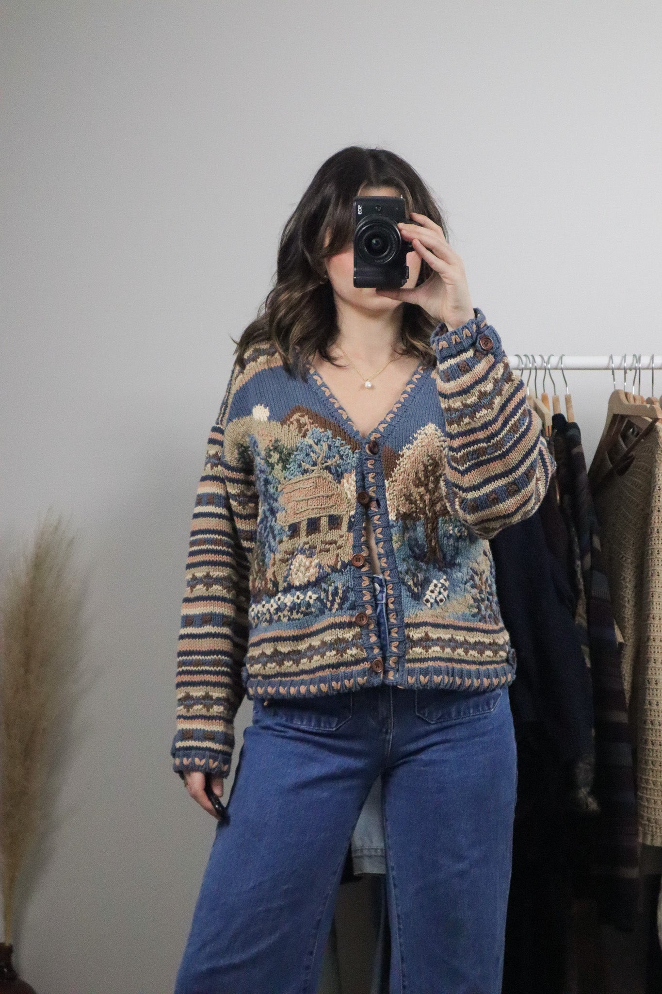 Vintage x Embroidered Handknit Chunky Cardigan (M)