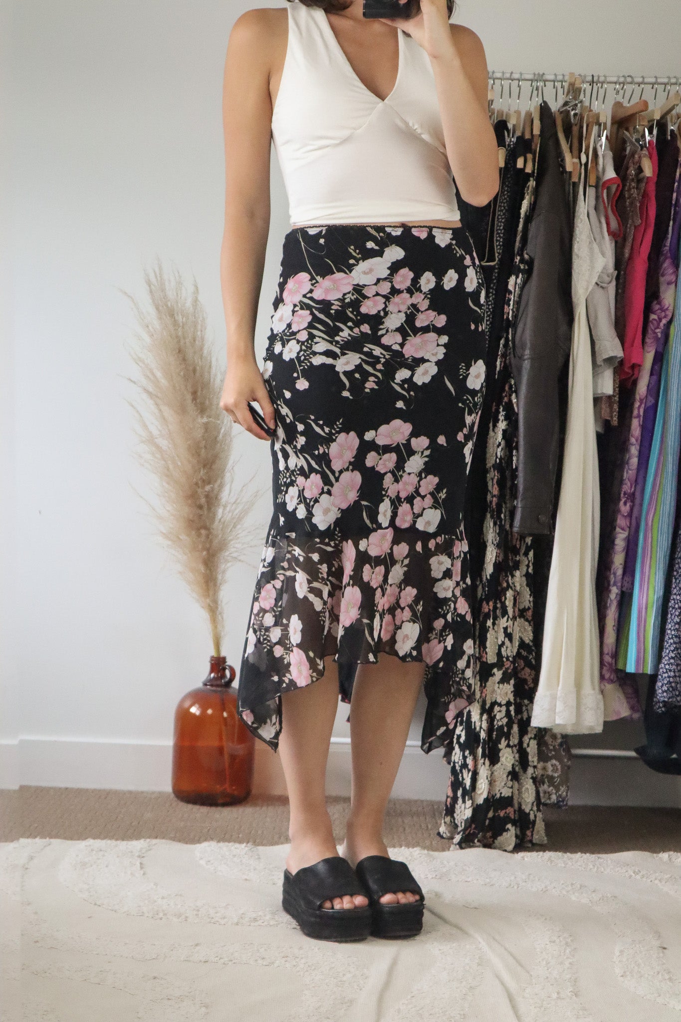 Vintage x Floral Midi Skirt (S)