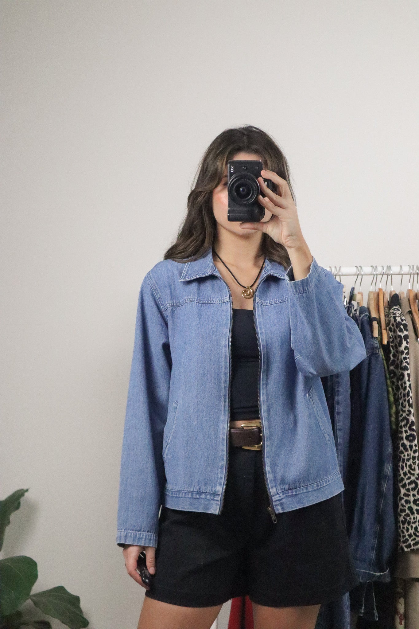 Vintage x Lightweight Denim Collared Jacket (M)
