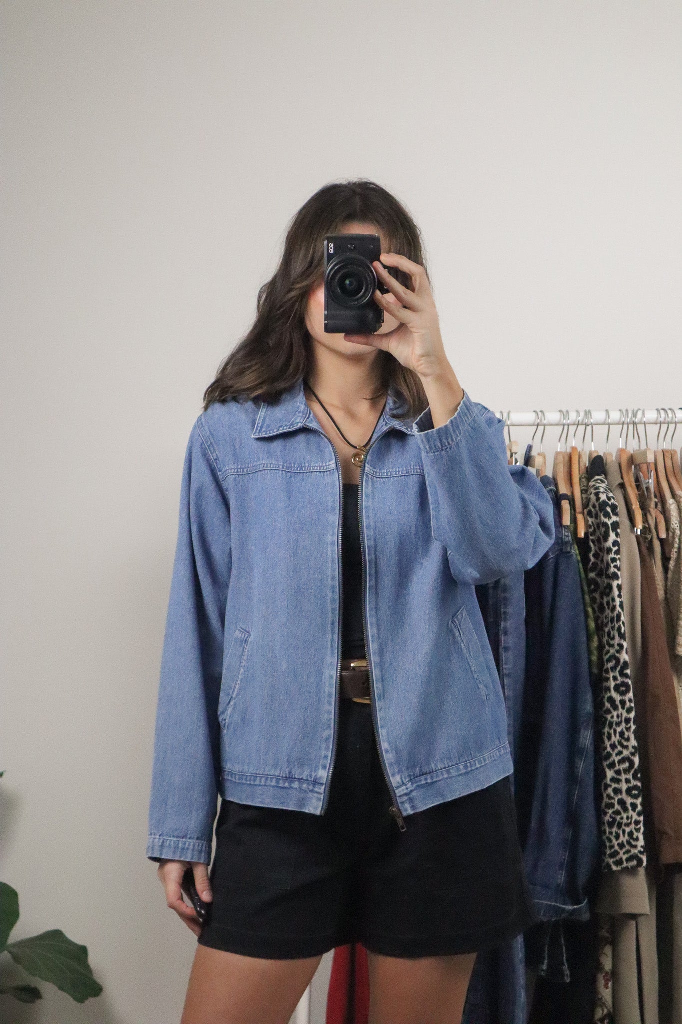 Vintage x Lightweight Denim Collared Jacket (M)