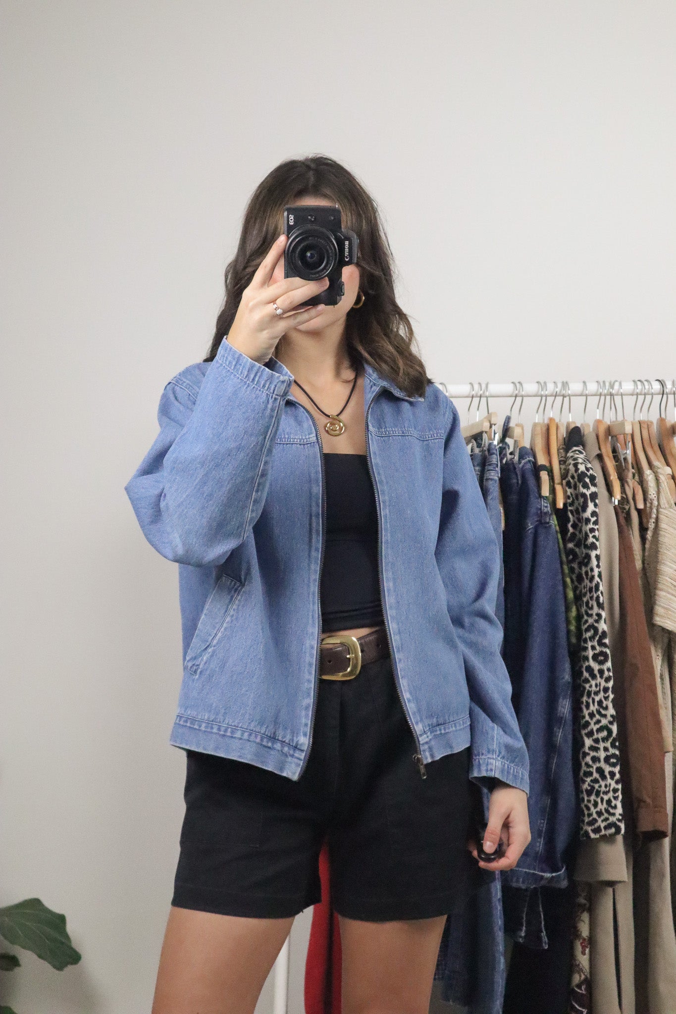 Vintage x Lightweight Denim Collared Jacket (M)