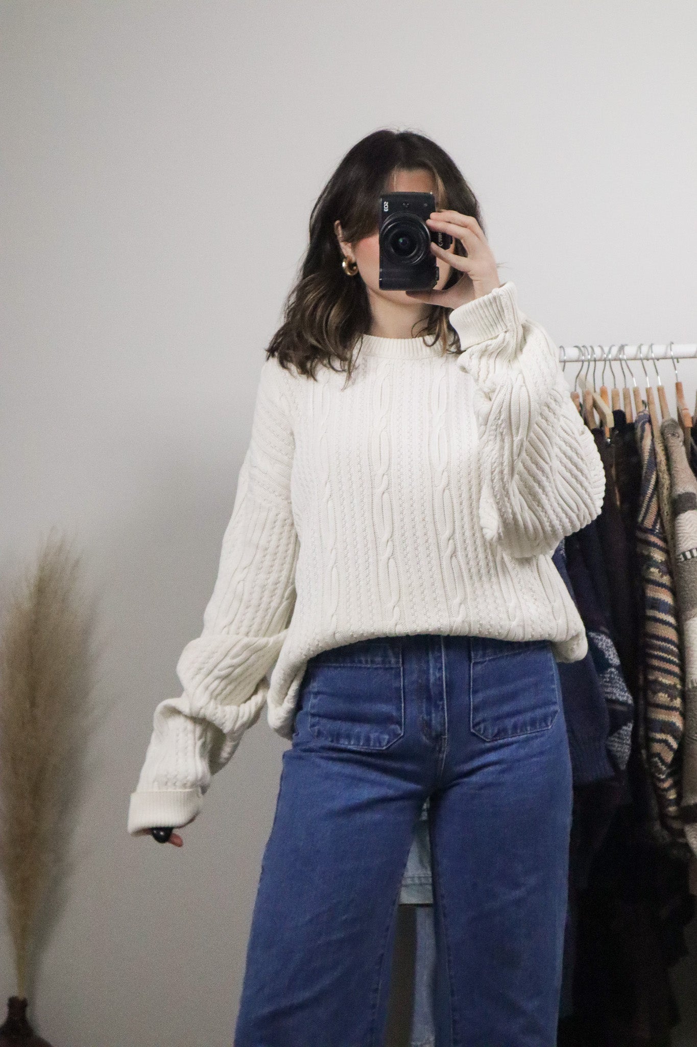 Made in Canada x Vintage x Cotton Cable-Knit Sweater (L)