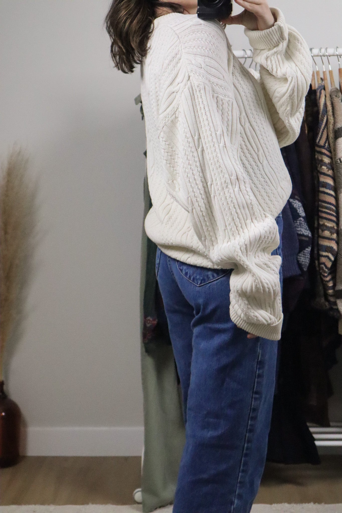Made in Canada x Vintage x Cotton Cable-Knit Sweater (L)