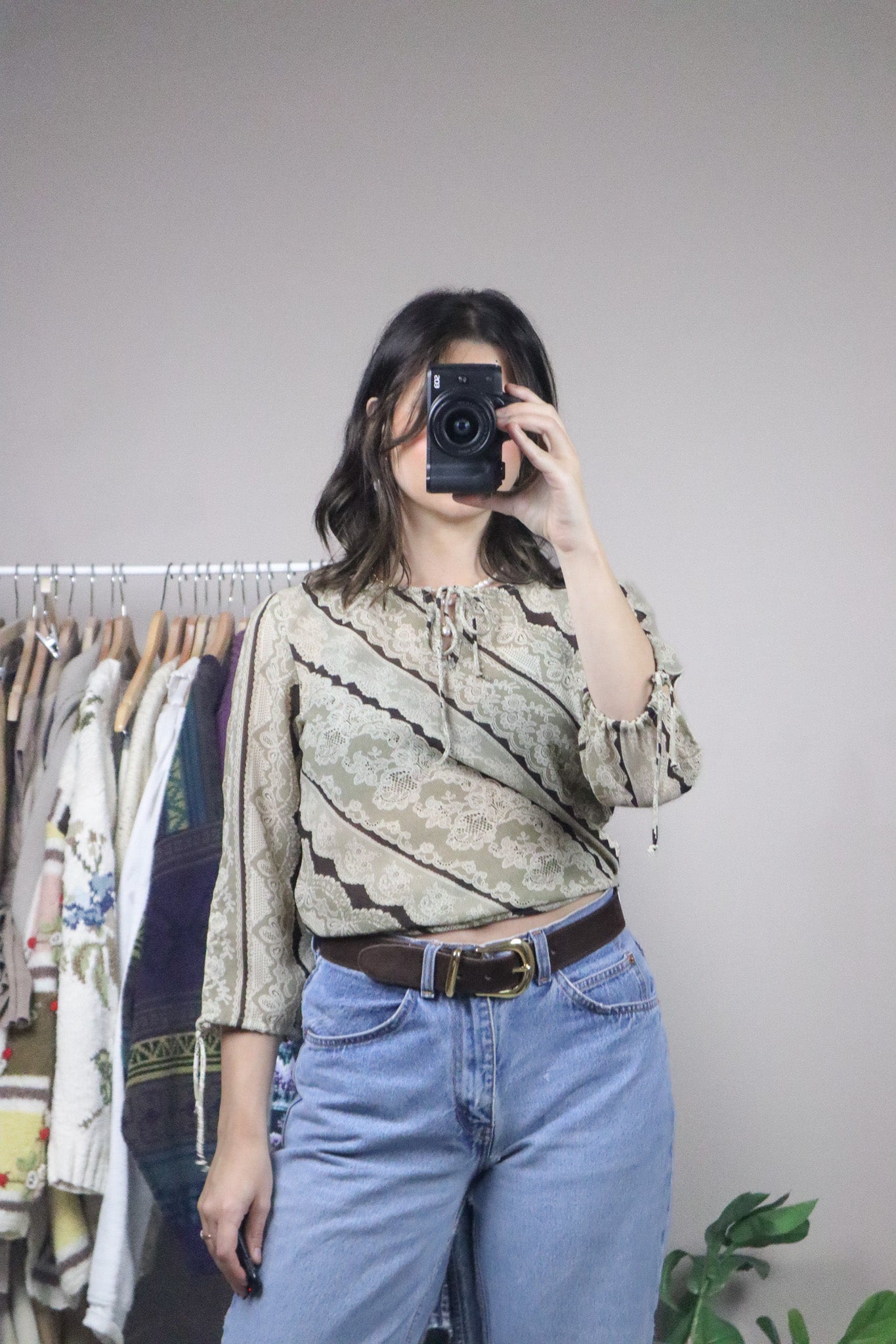 Made in Canada x Vintage x Patterned Blouse (S)