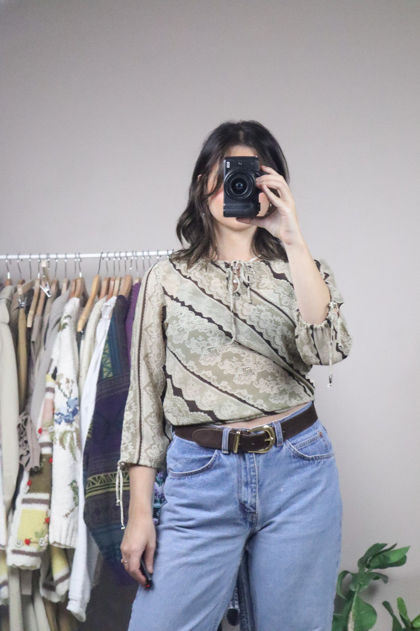 Made in Canada x Vintage x Patterned Blouse (S)