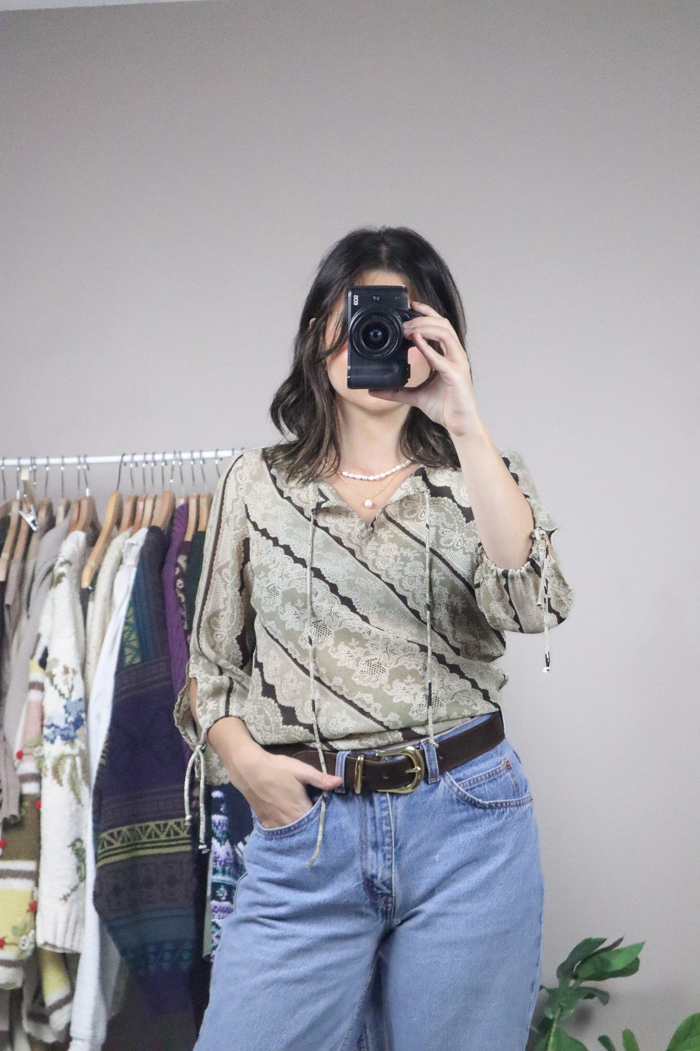 Made in Canada x Vintage x Patterned Blouse (S)