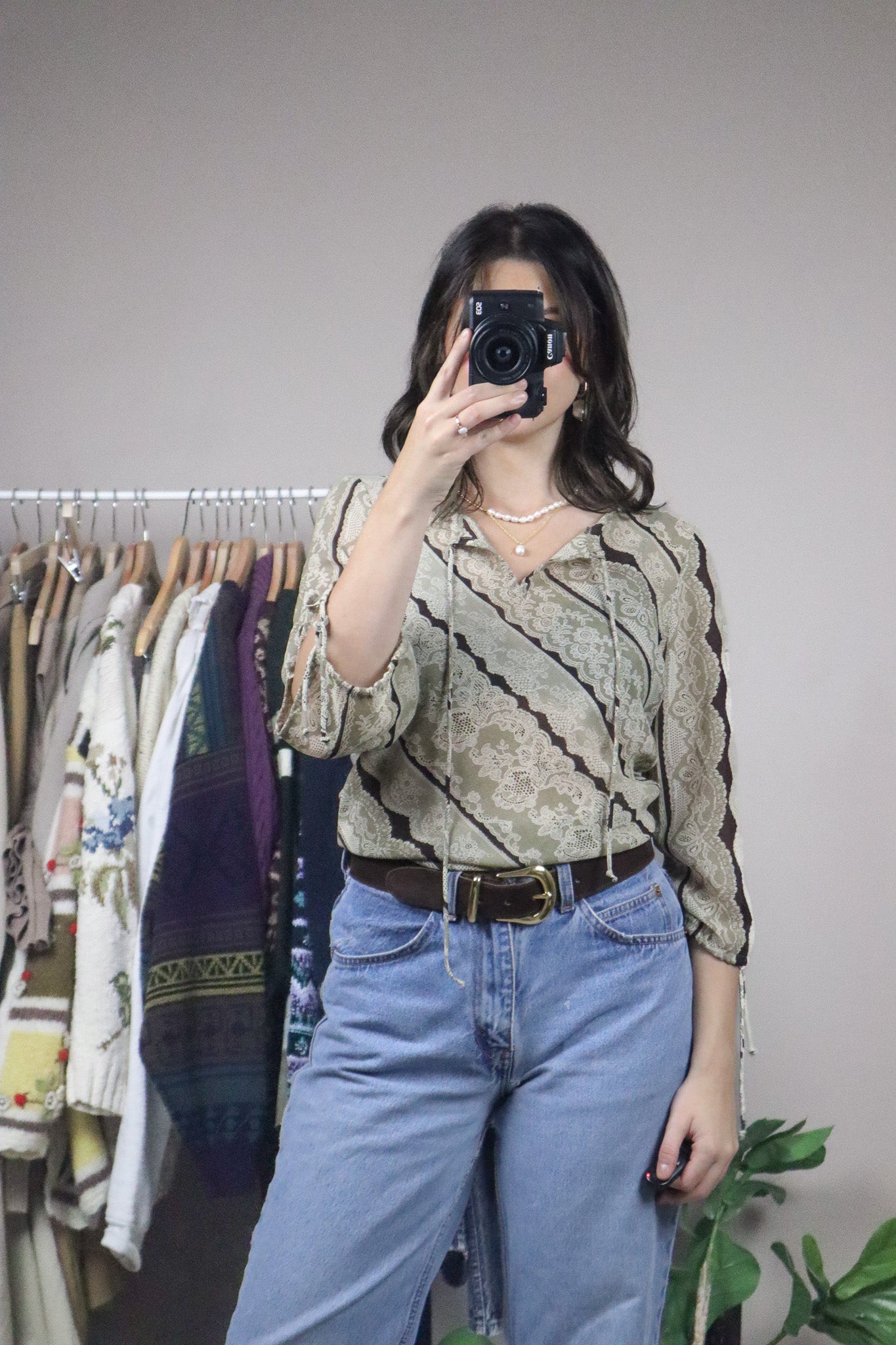 Made in Canada x Vintage x Patterned Blouse (S)