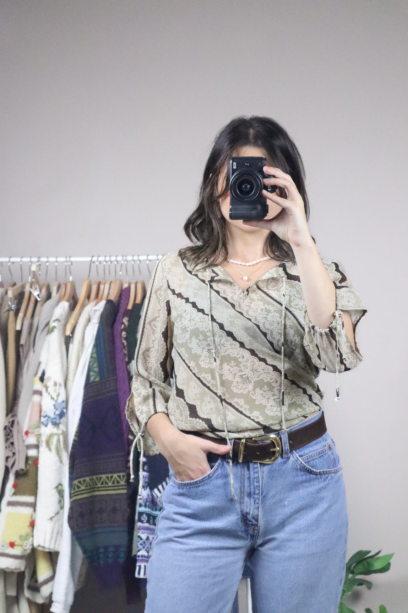 Made in Canada x Vintage x Patterned Blouse (S)