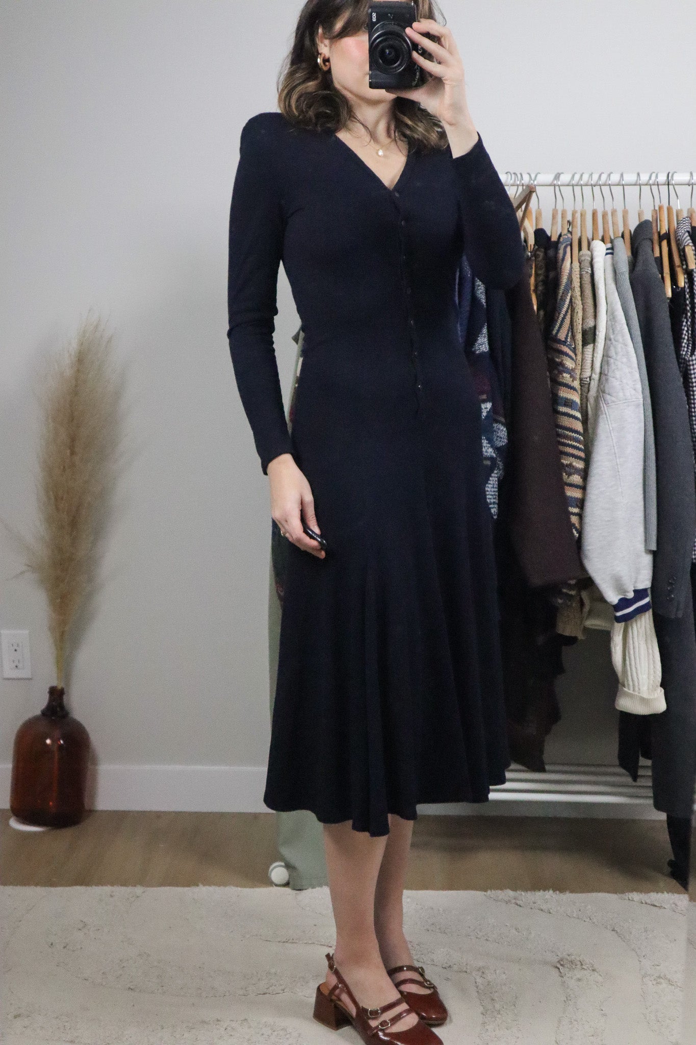 Made in USA x Vintage x Wool Blend Drop Waist Knit Dress (XS)