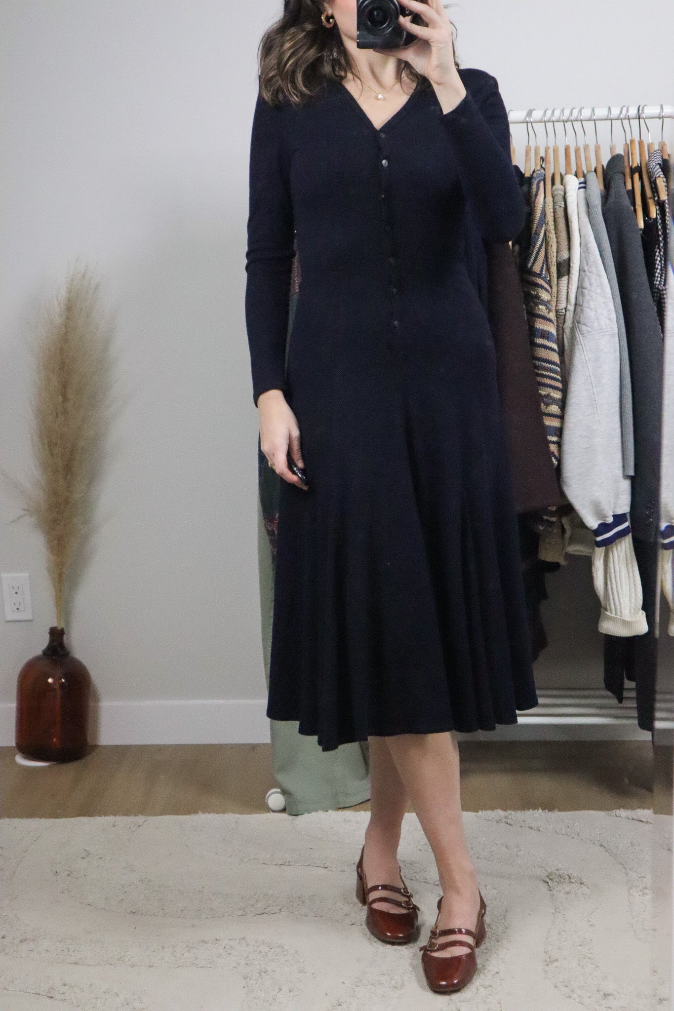 Made in USA x Vintage x Wool Blend Drop Waist Knit Dress (XS)