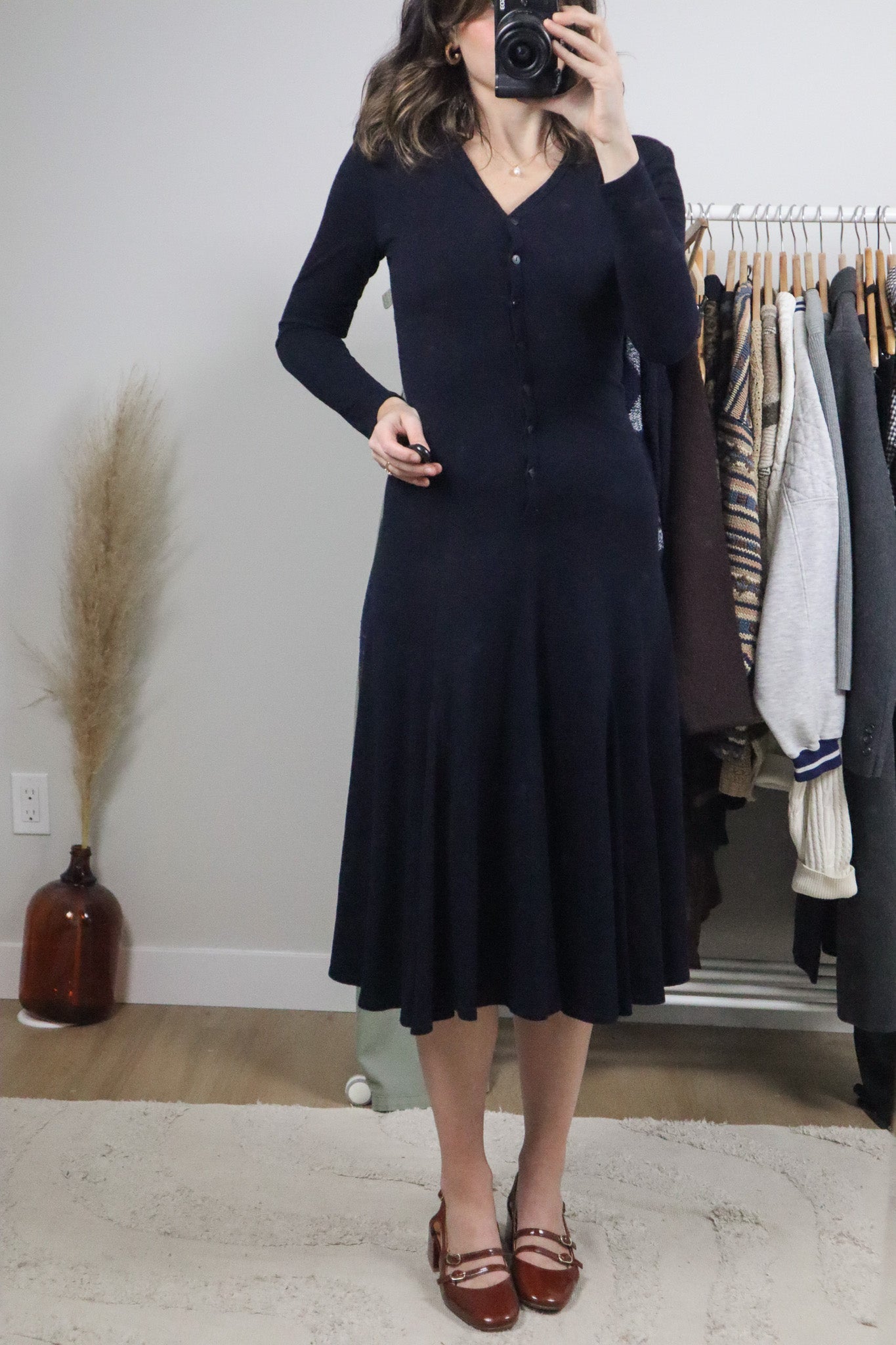 Made in USA x Vintage x Wool Blend Drop Waist Knit Dress (XS)