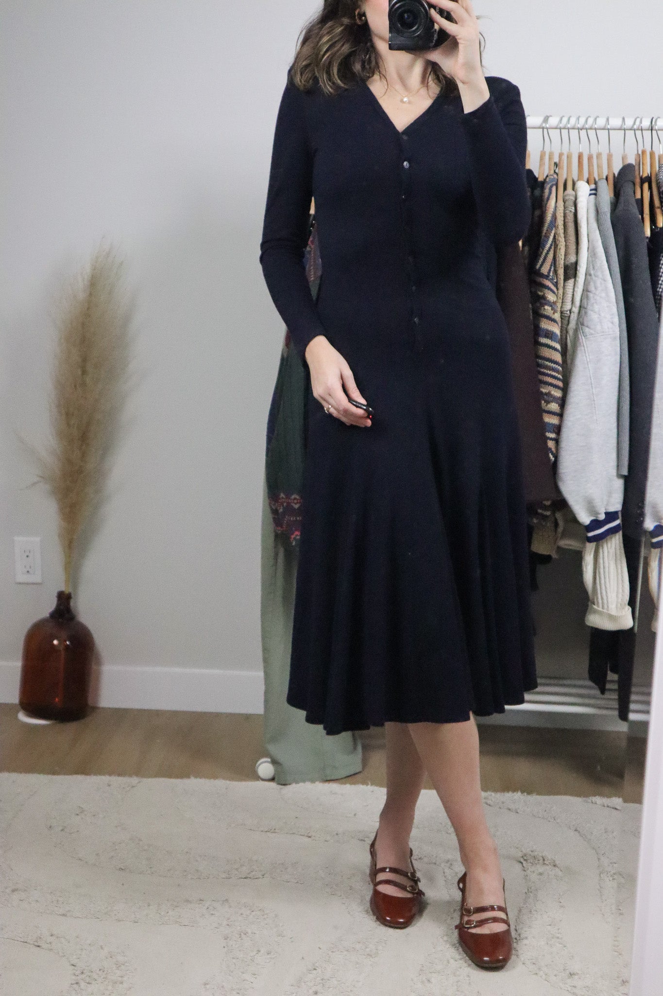 Made in USA x Vintage x Wool Blend Drop Waist Knit Dress (XS)