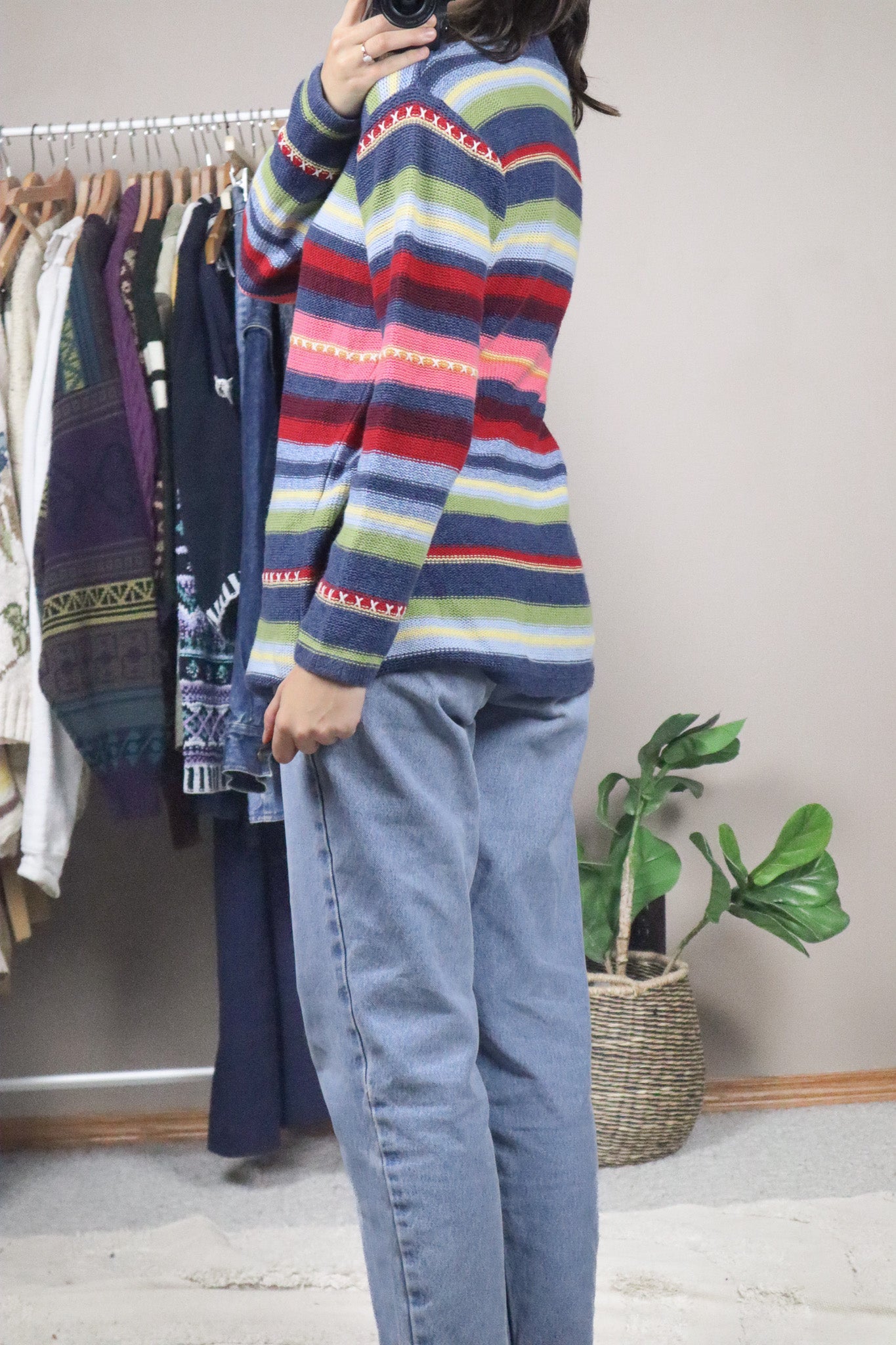 Vintage x Multicolour Striped Sweater (M)